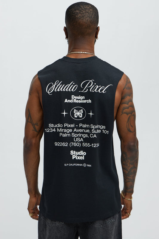Studio Pixel Muscle Tee - Black Fashion Nova