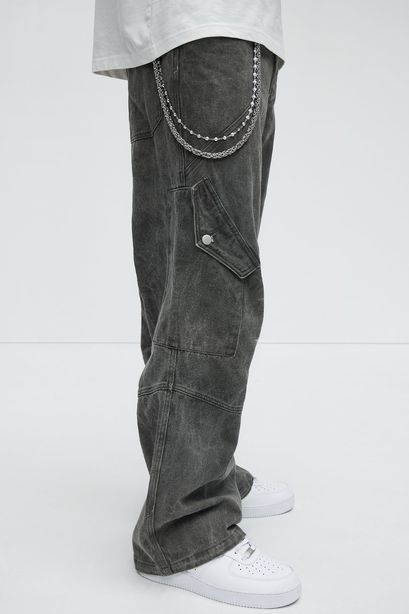 Bayview Beaded Pants Chain - Silver Fashion Nova