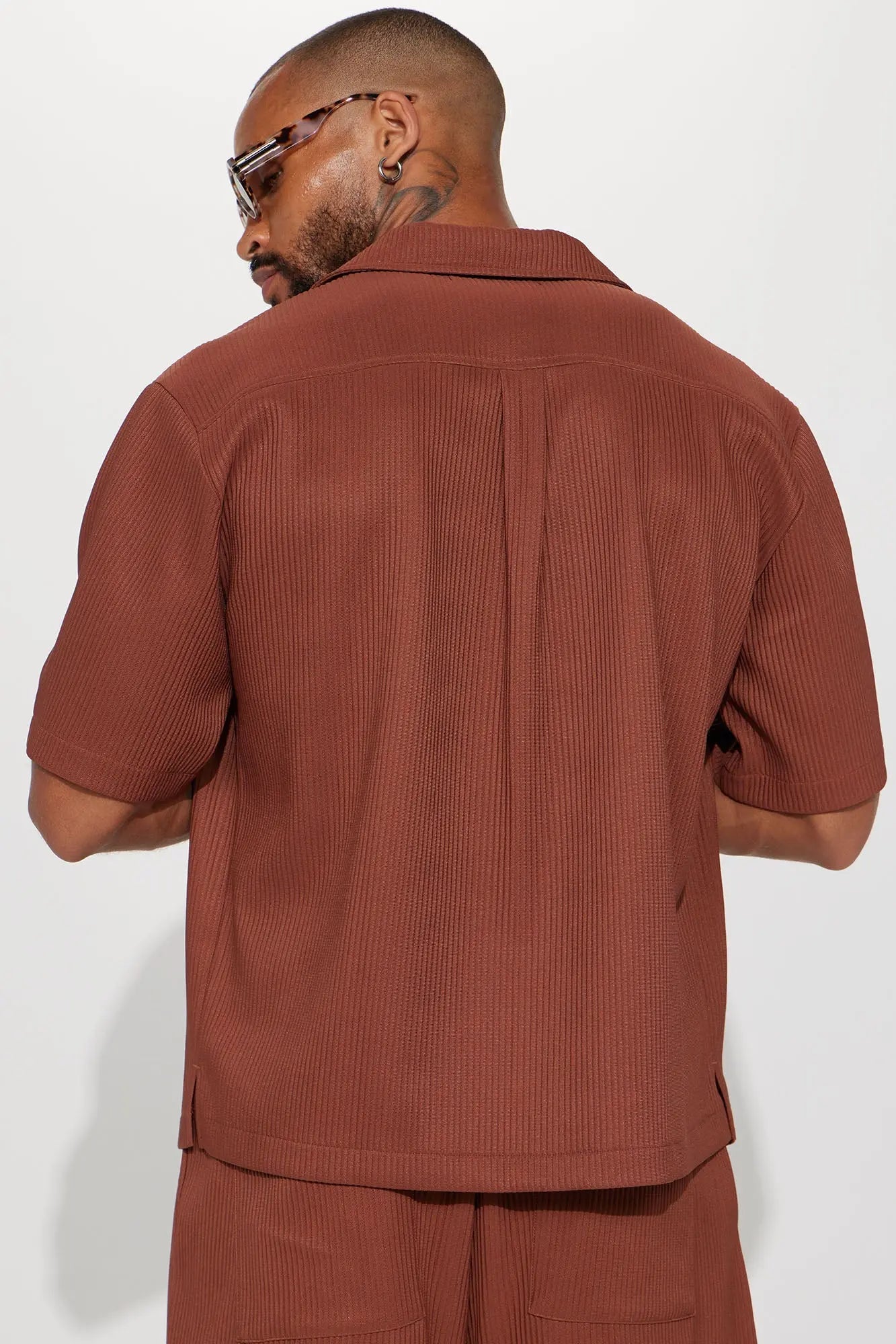 Show Up Short Sleeve Cuban Shirt - Chocolate Fashion Nova