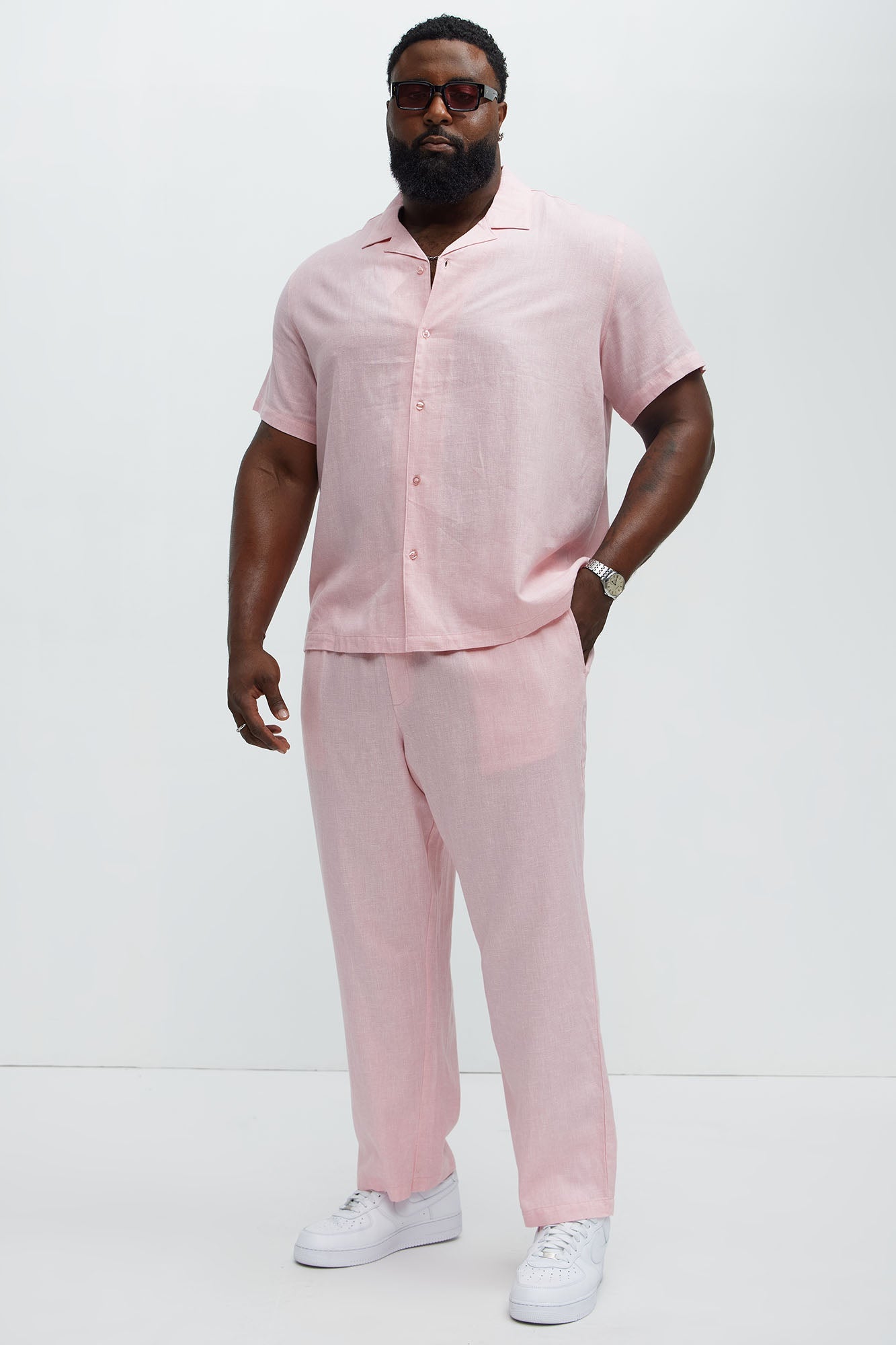 Bahamas Straight Linen Pants - Pink Fashion Nova