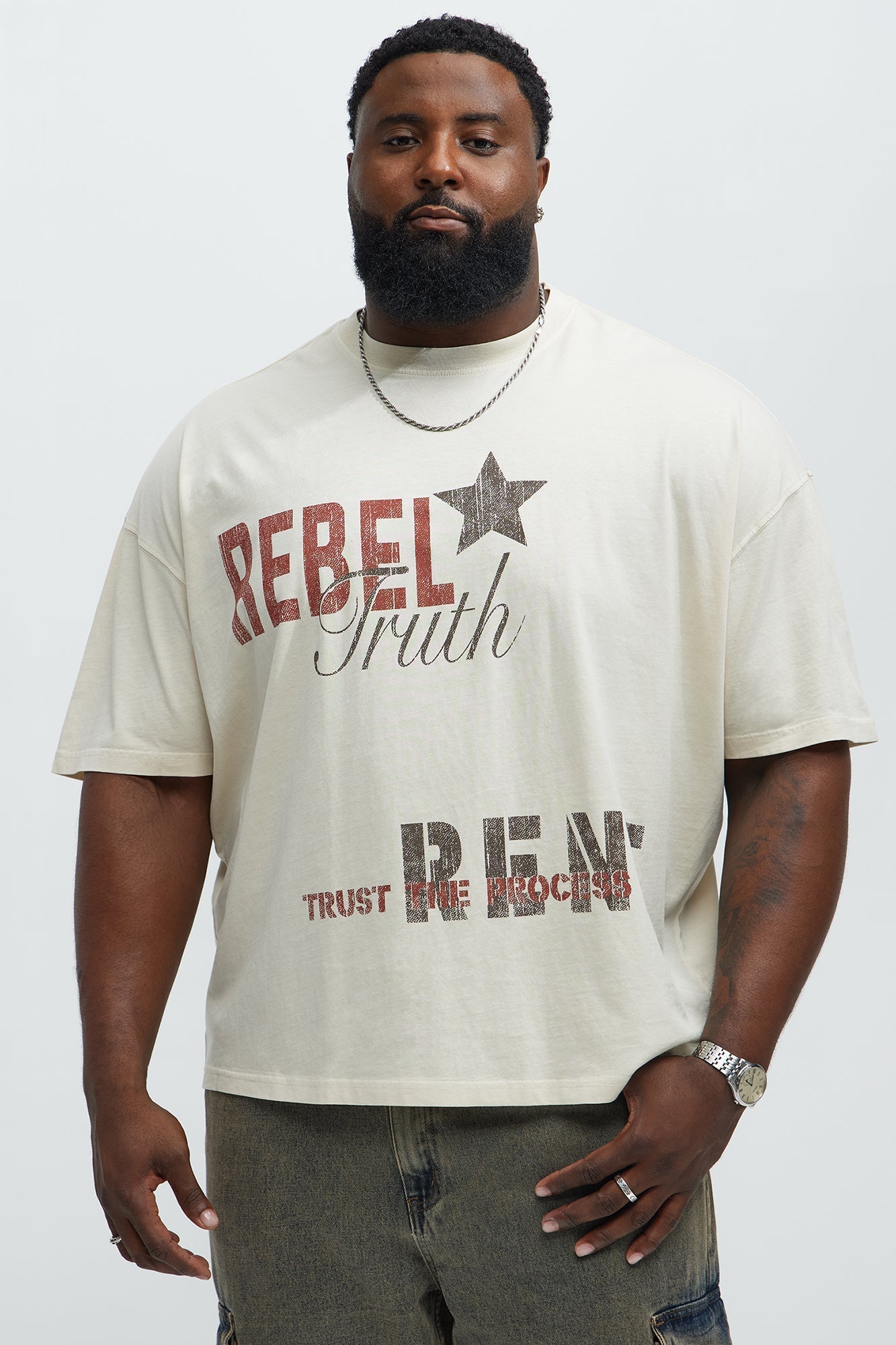 Rebel In Control Oversized Short Sleeve Tee - Cream Fashion Nova