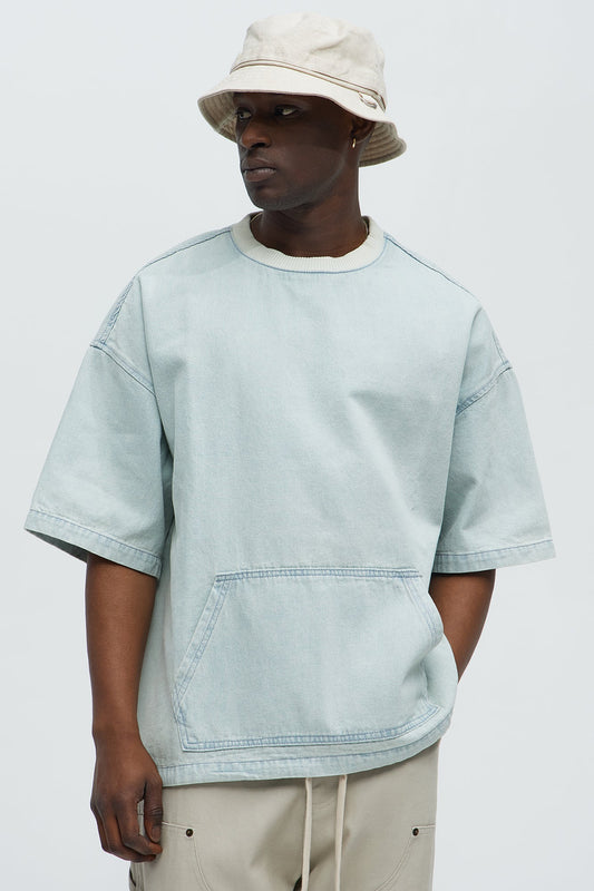 Boxy Denim Short Sleeve Tee - Light Wash Fashion Nova