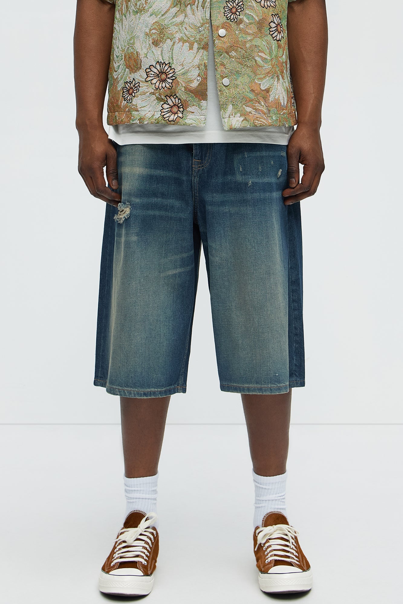 Don't Hate Baggy Relaxed Denim Shorts - Dark Wash Fashion Nova