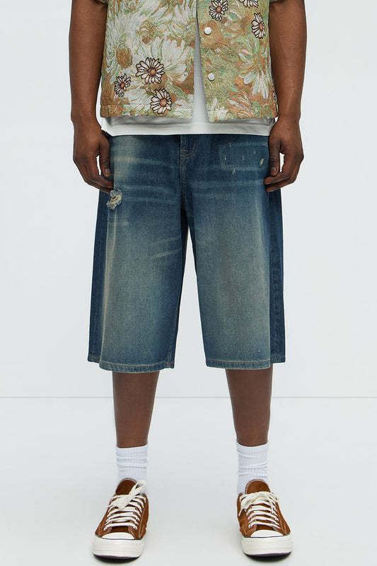 Don't Hate Baggy Relaxed Denim Shorts - Dark Wash Fashion Nova