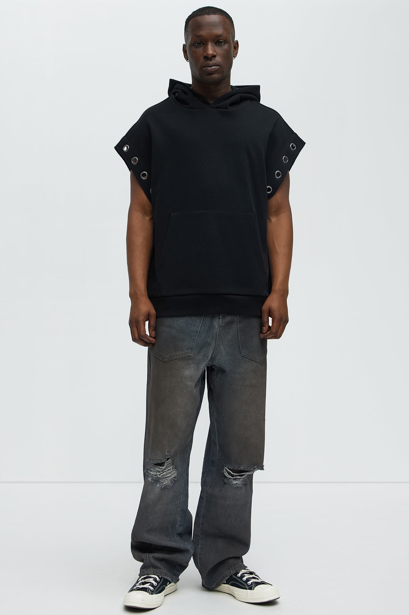 Tyson Ring Sleeveless Hoodie - Black Fashion Nova
