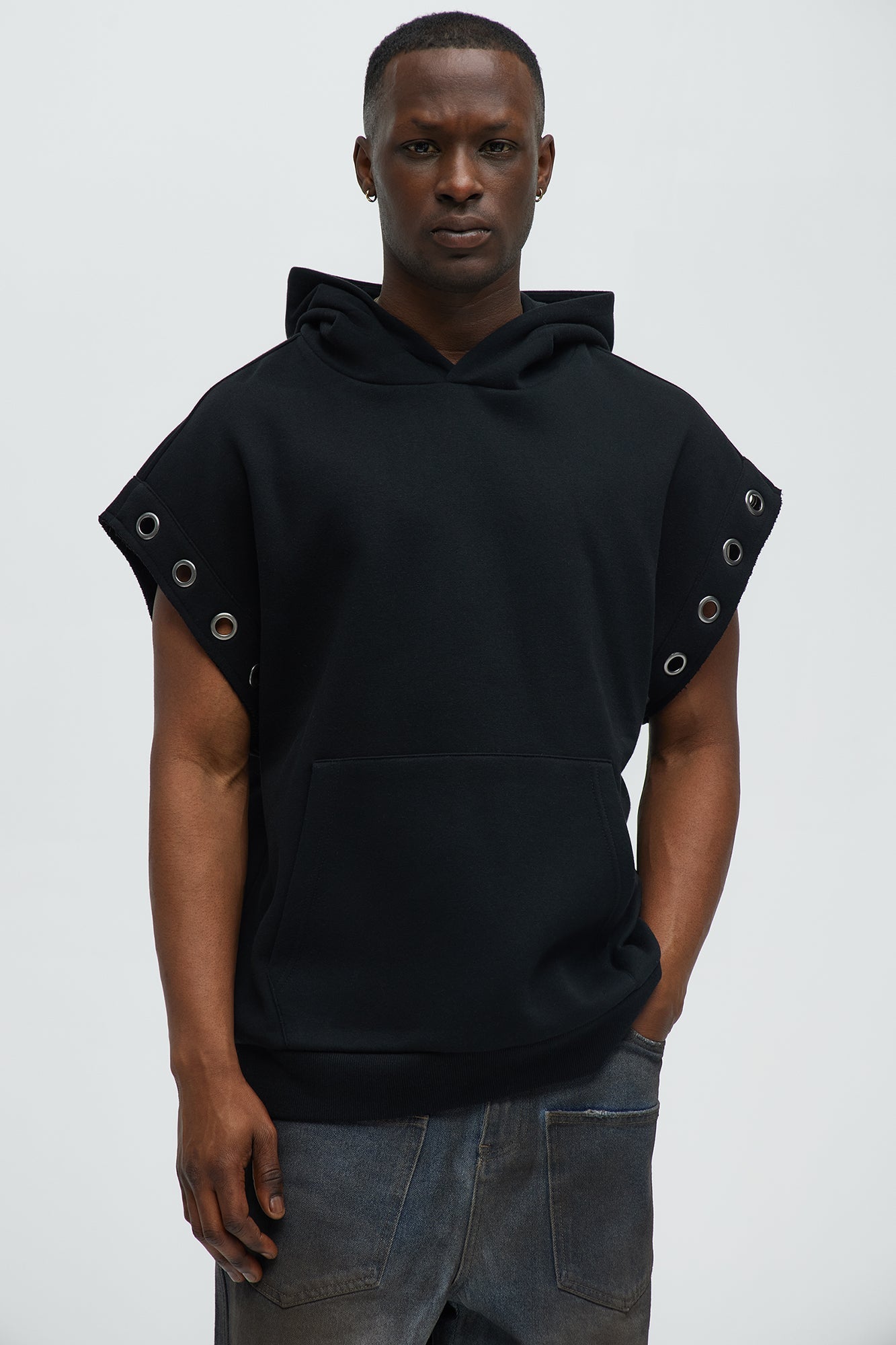 Tyson Ring Sleeveless Hoodie - Black Fashion Nova