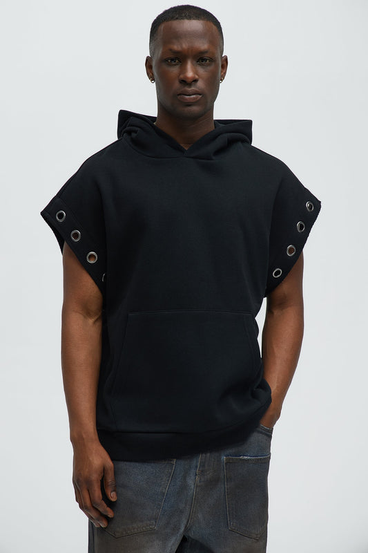Tyson Ring Sleeveless Hoodie - Black Fashion Nova