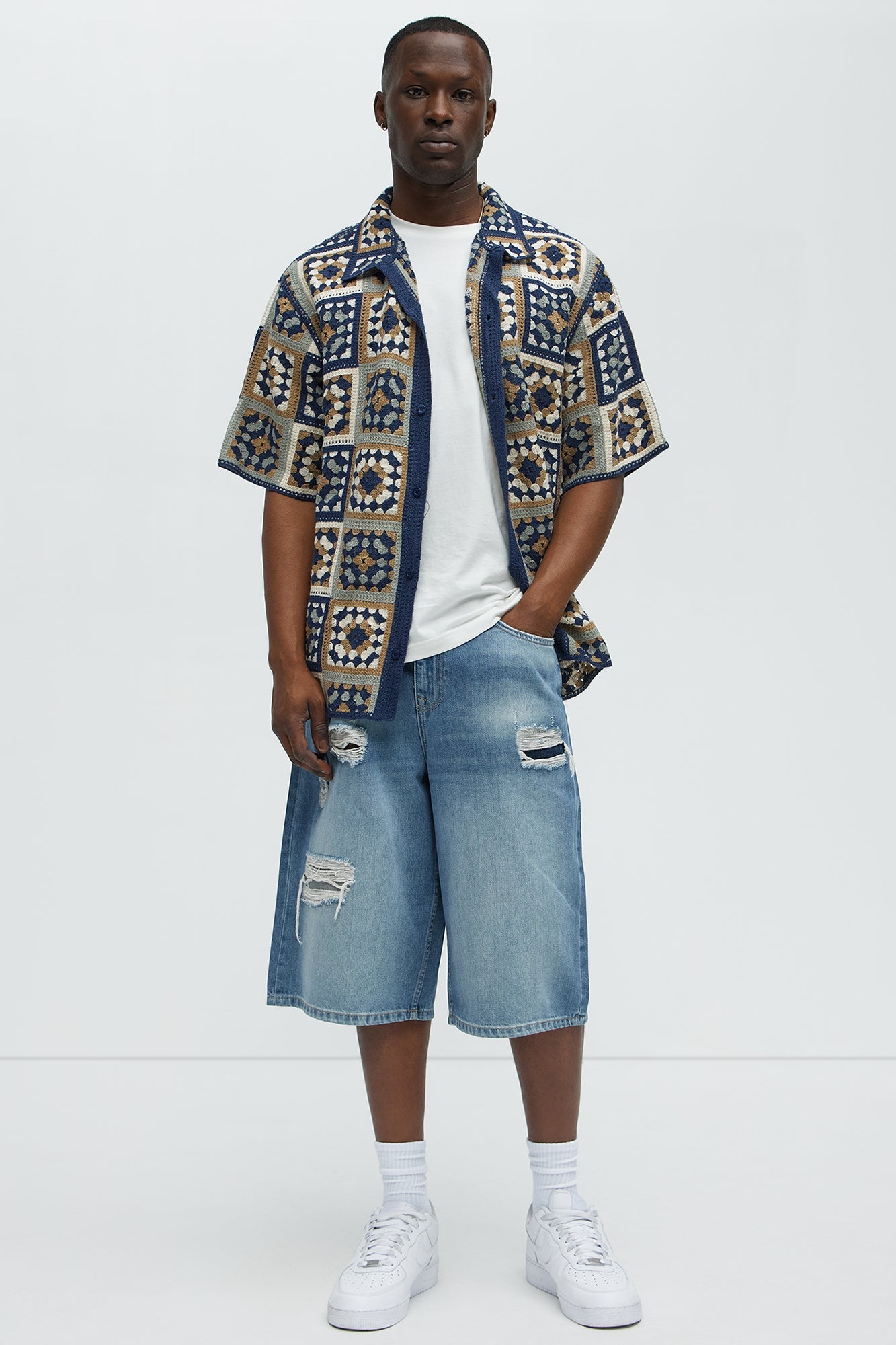 Say It Distressed Baggy Denim Shorts - Medium Blue Wash Fashion Nova