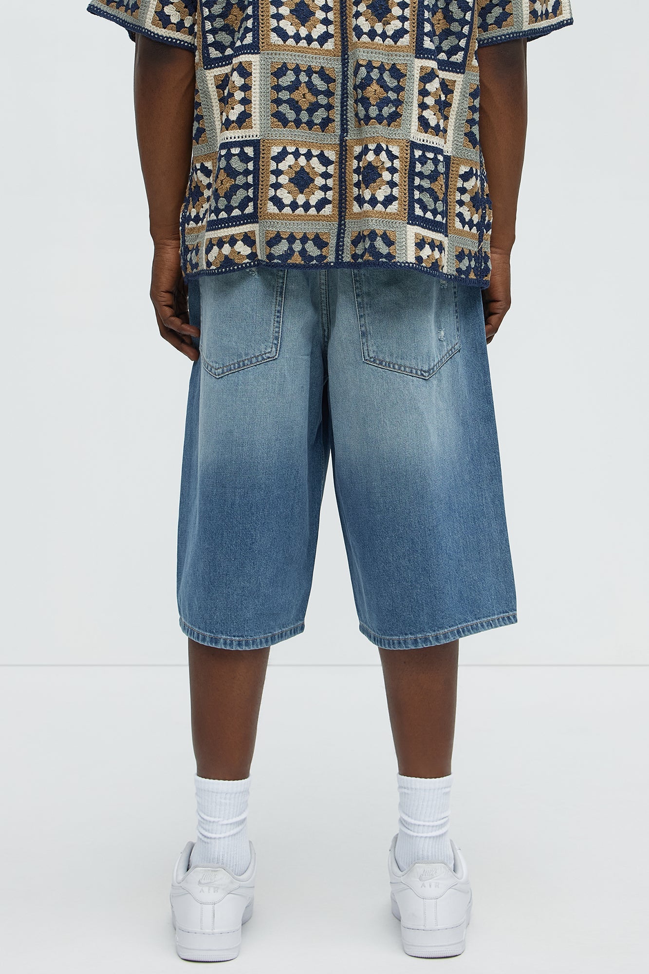 Say It Distressed Baggy Denim Shorts - Medium Blue Wash Fashion Nova
