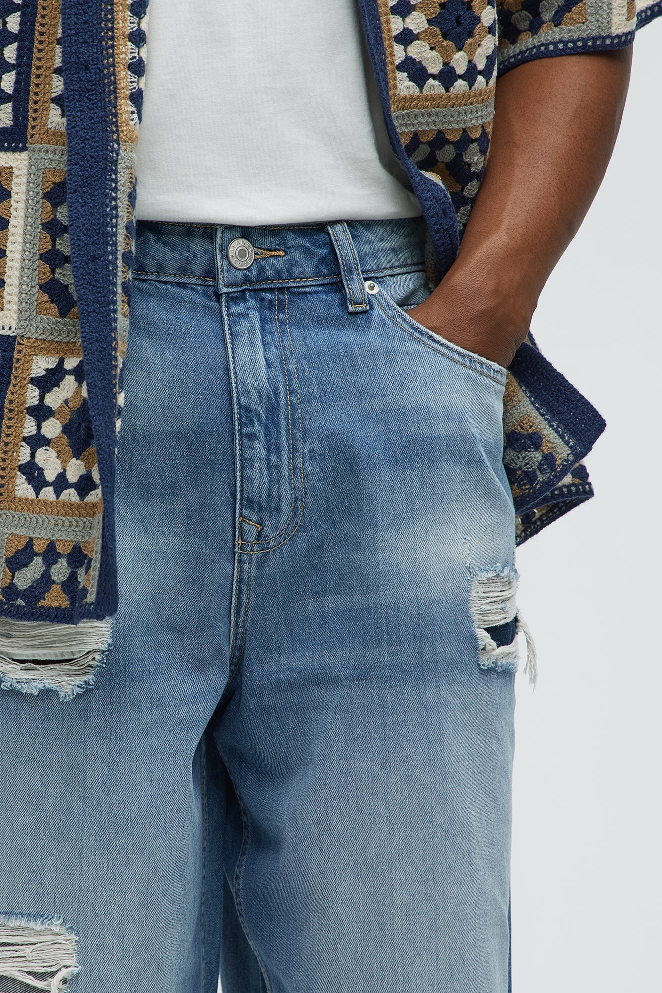 Say It Distressed Baggy Denim Shorts - Medium Blue Wash Fashion Nova