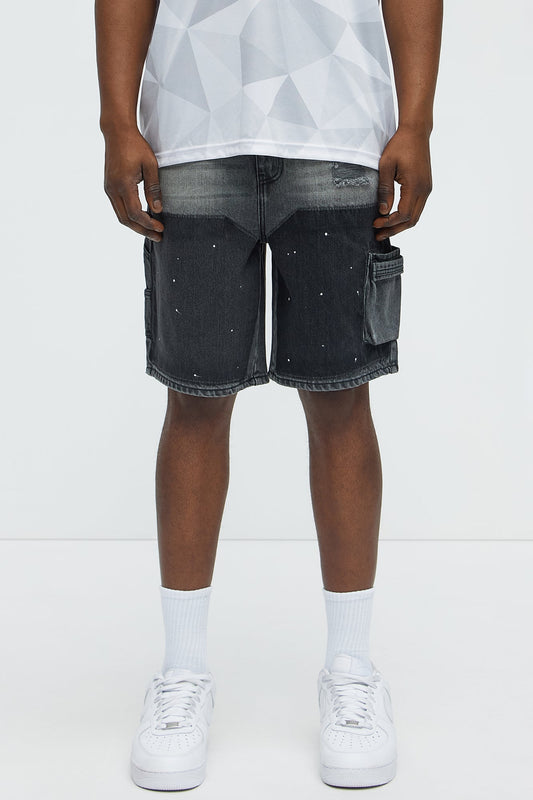 Two Ways Relaxed Denim Shorts - Black Wash Fashion Nova