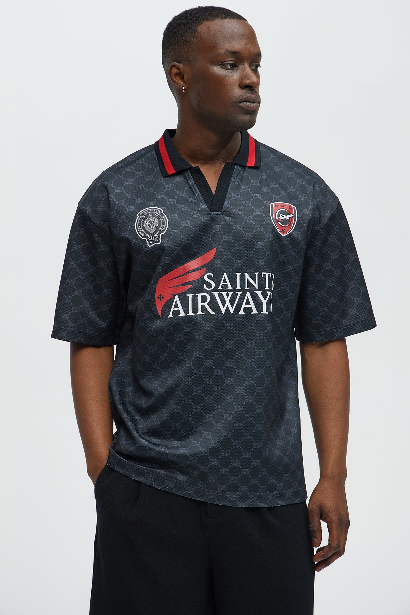 Saints Johnny Collar Soccer Jersey - Black Fashion Nova