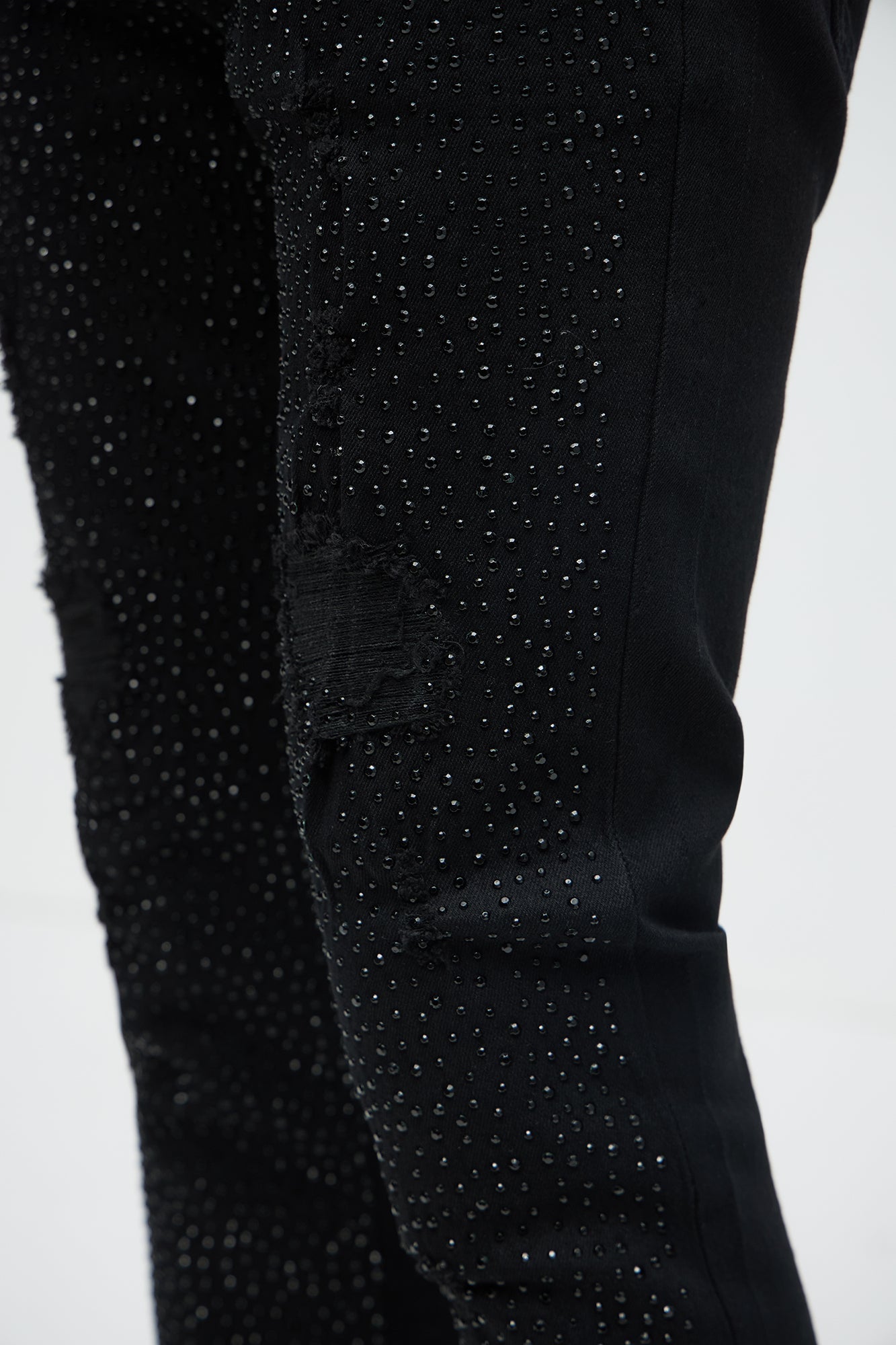 Stacked Skinny Flare On My Bling Distressed Jeans - Black Fashion Nova