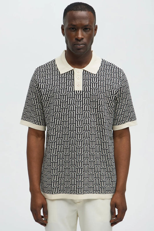 Cunard Jacquard Polo - Tan/Multi Fashion Nova