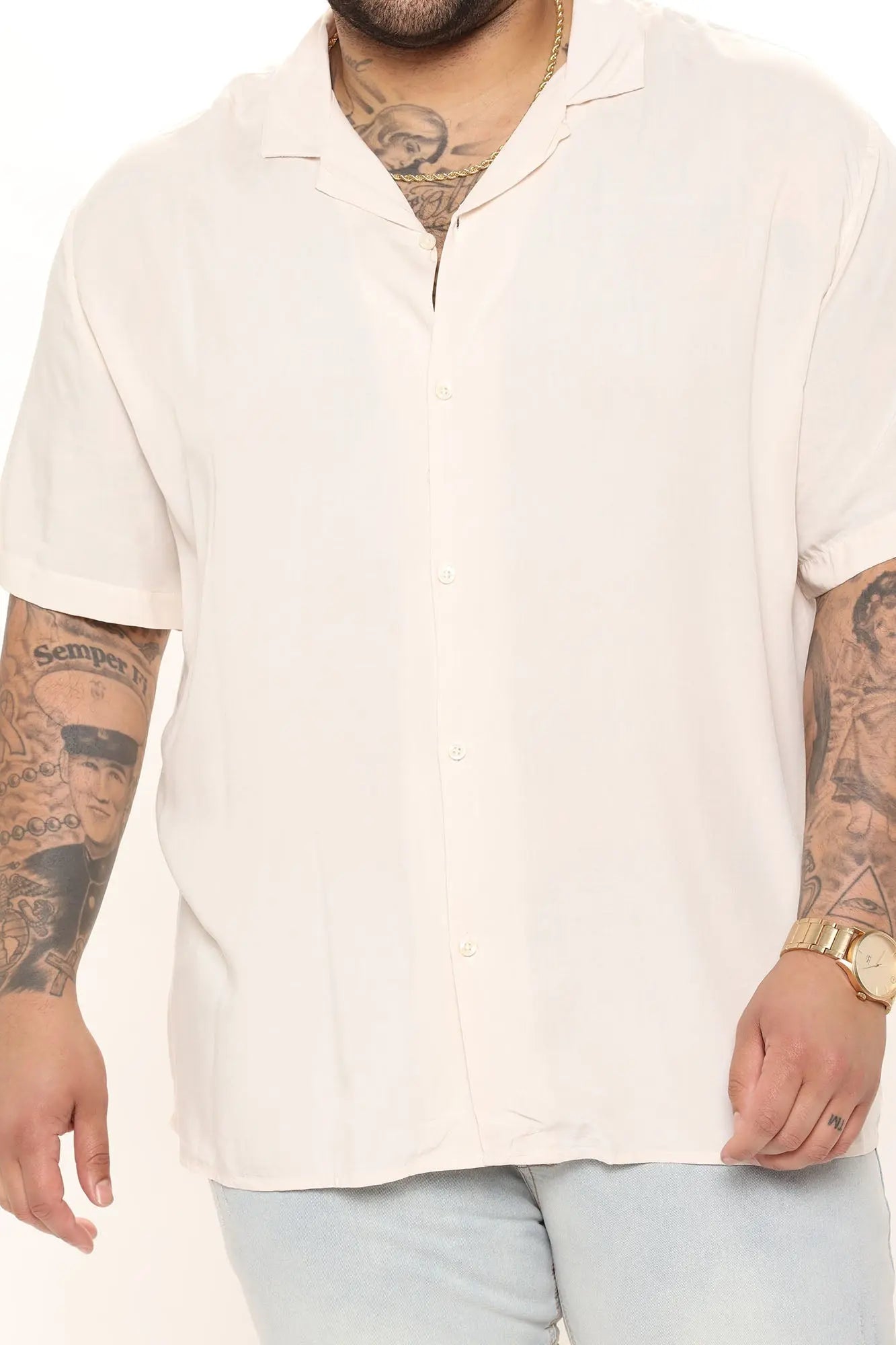 Dawson Relaxed Short Sleeve Cuban Collar Shirt - OffWhite Fashion Nova