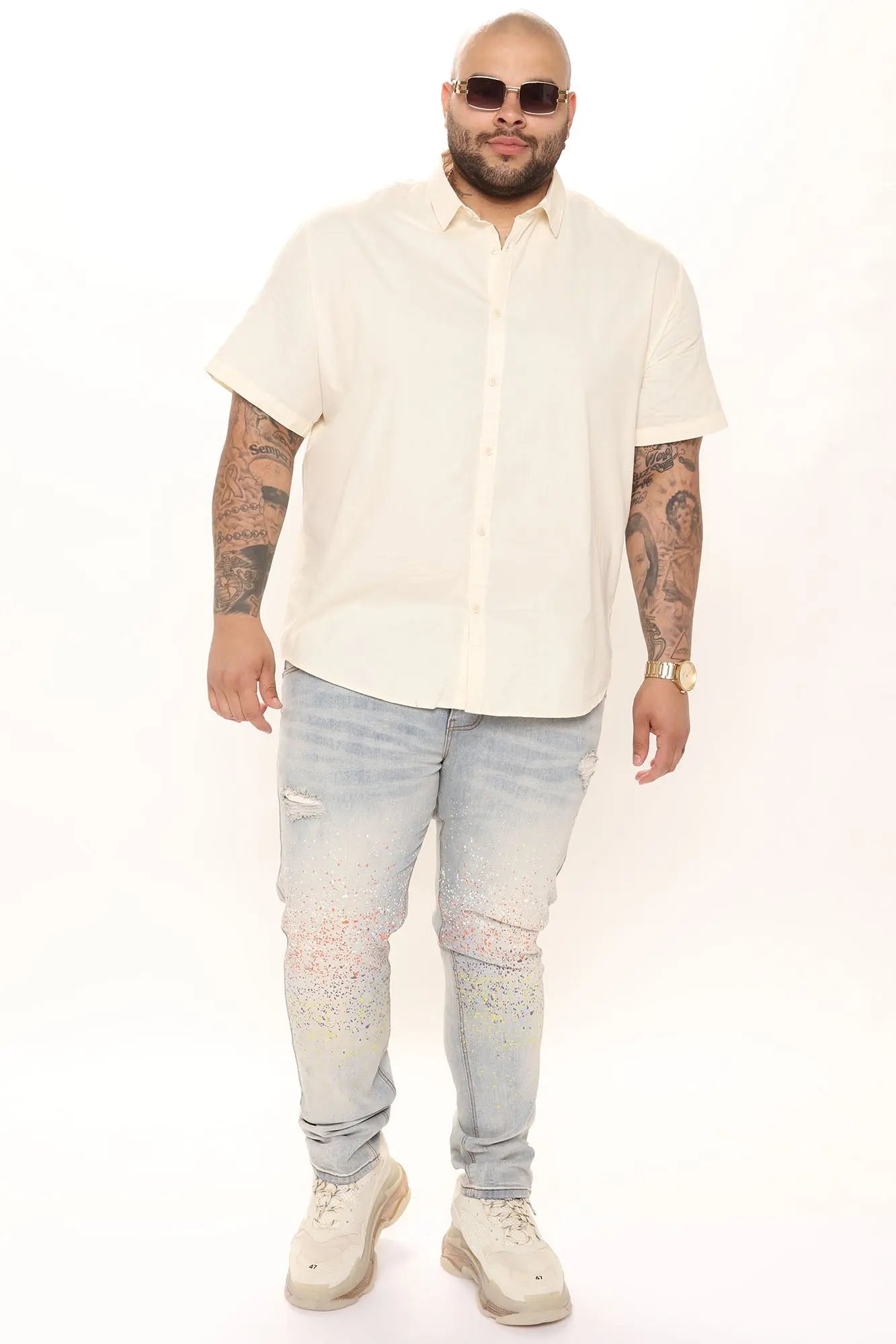 Ryland Short Sleeve Button Up Shirt - Off White Fashion Nova