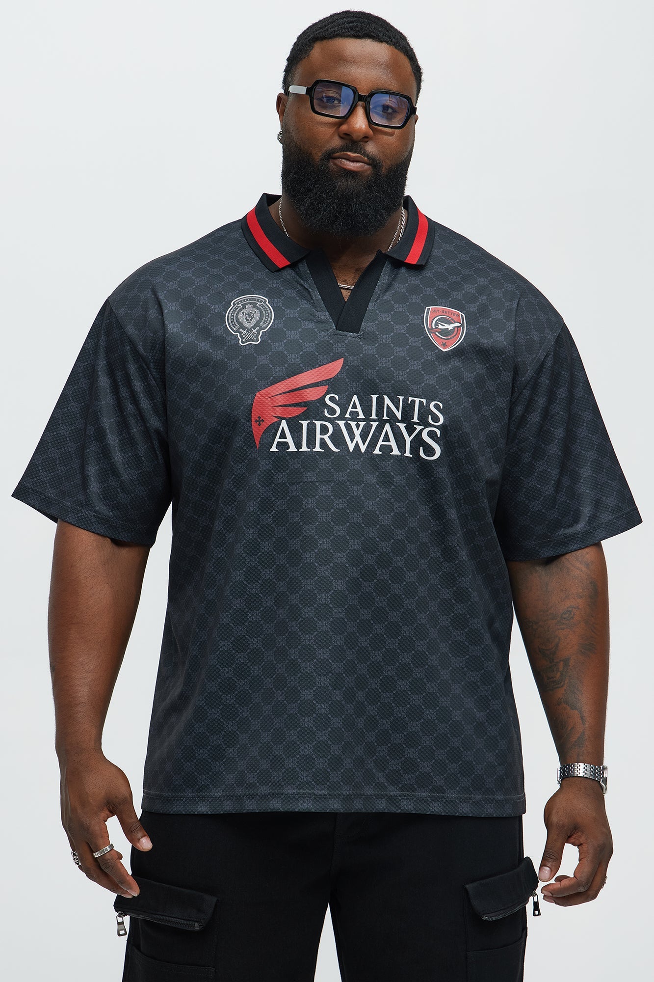 Saints Johnny Collar Soccer Jersey - Black Fashion Nova