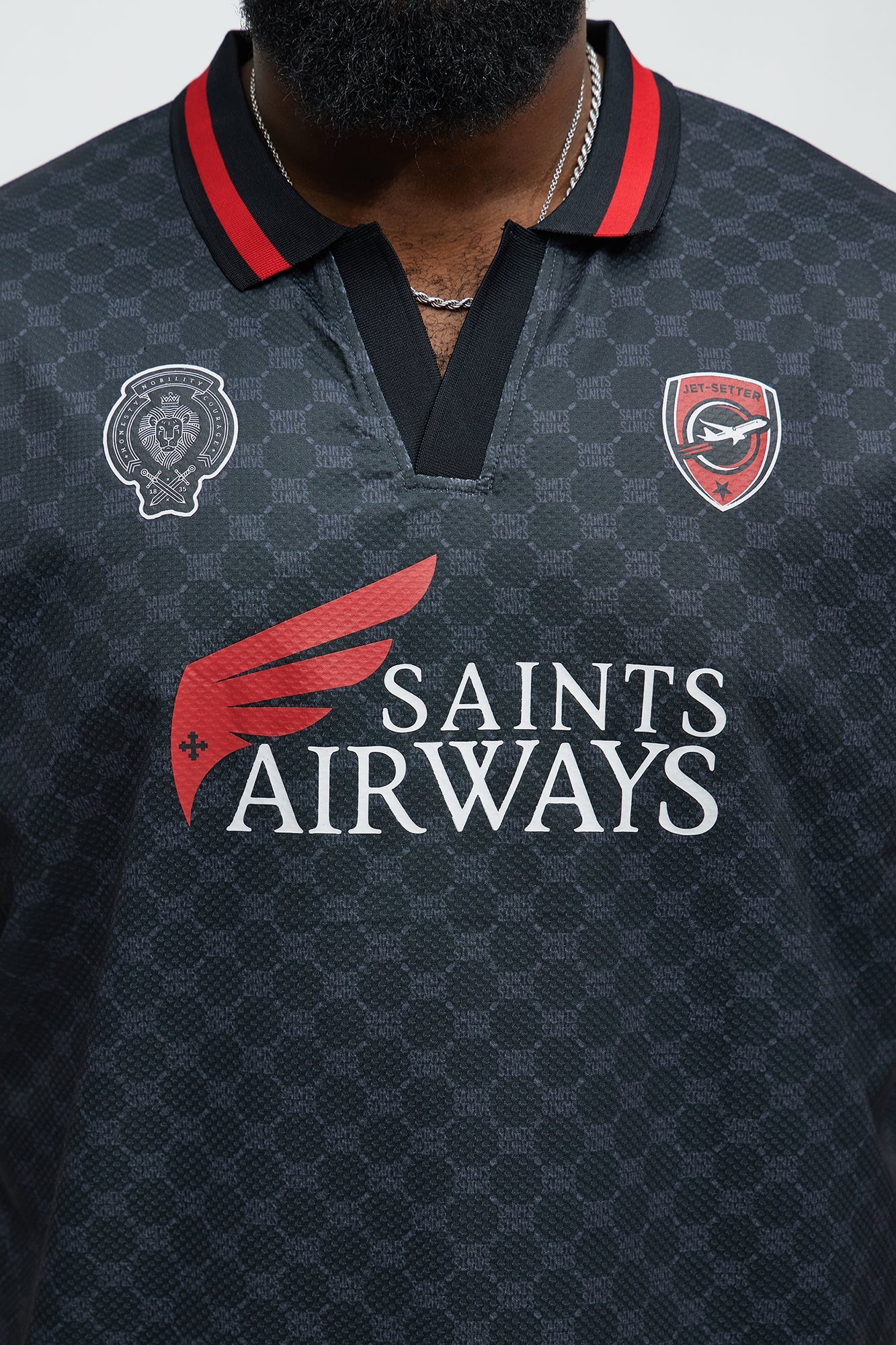 Saints Johnny Collar Soccer Jersey - Black Fashion Nova