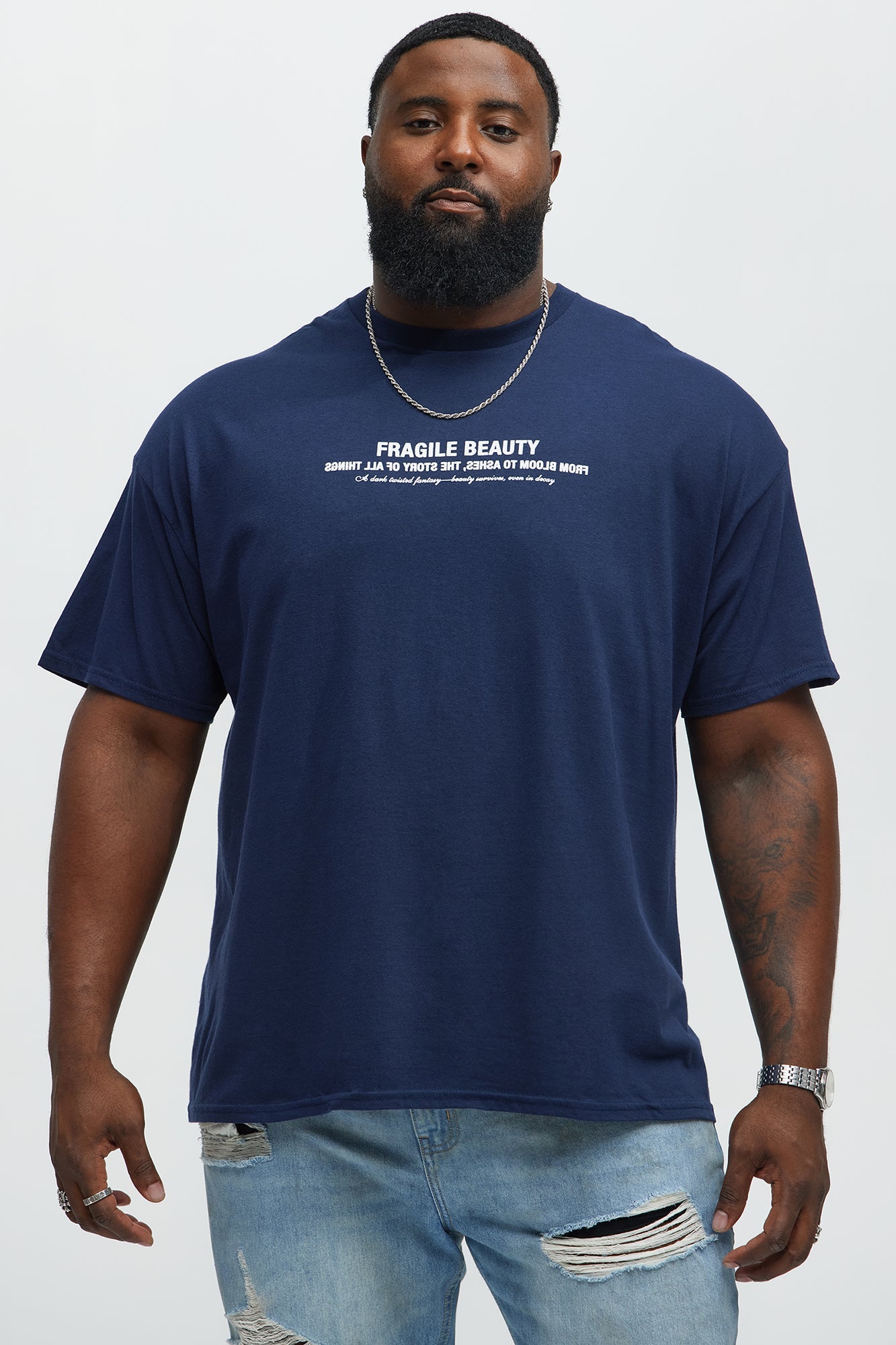 Fragile Beauty Short Sleeve Tee - Navy Fashion Nova