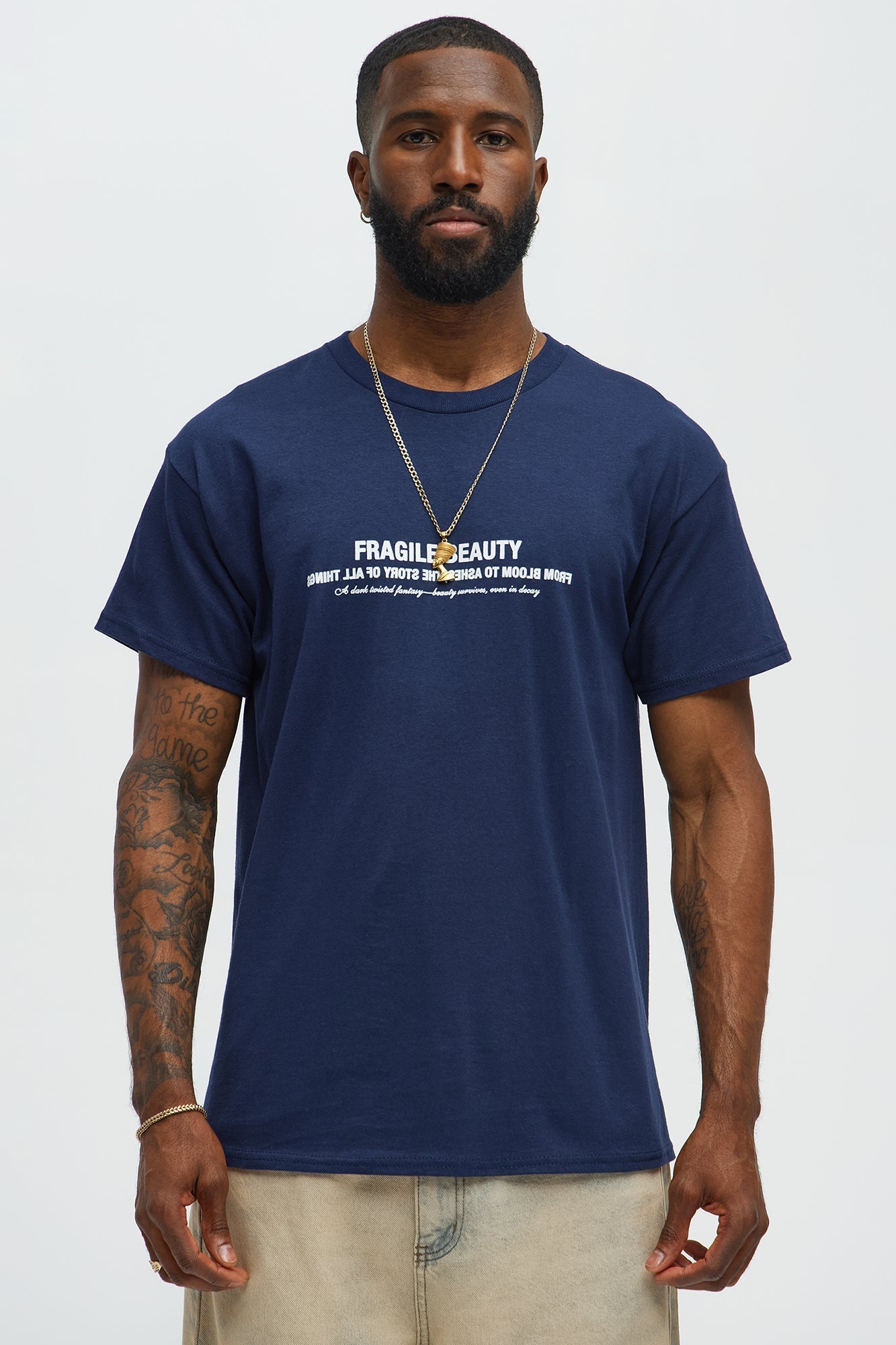 Fragile Beauty Short Sleeve Tee - Navy Fashion Nova