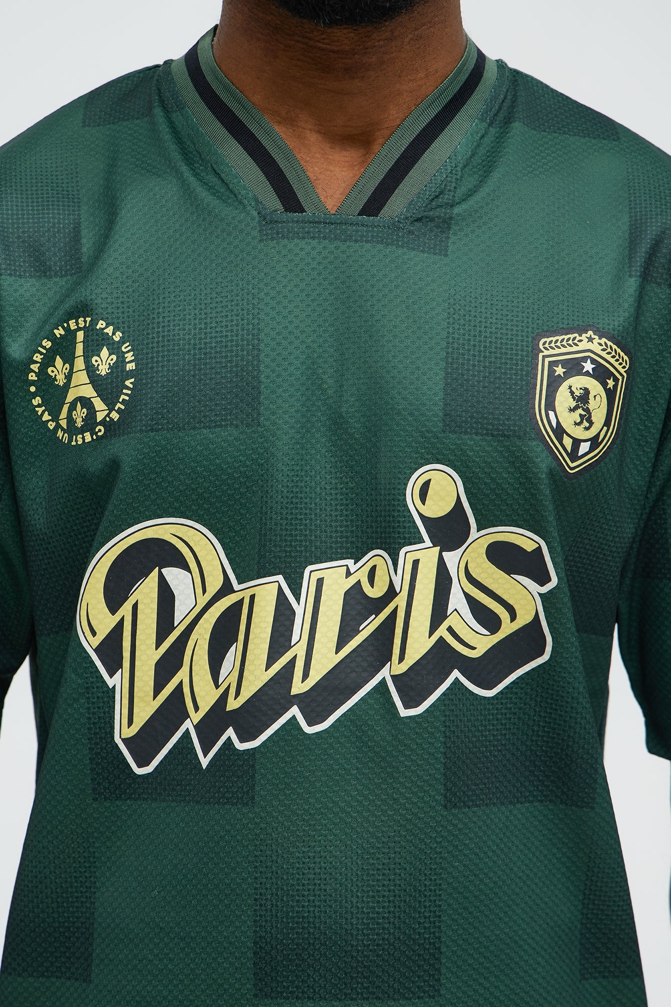Checkered Paris Short Sleeve Soccer Jersey - Green/combo Fashion Nova