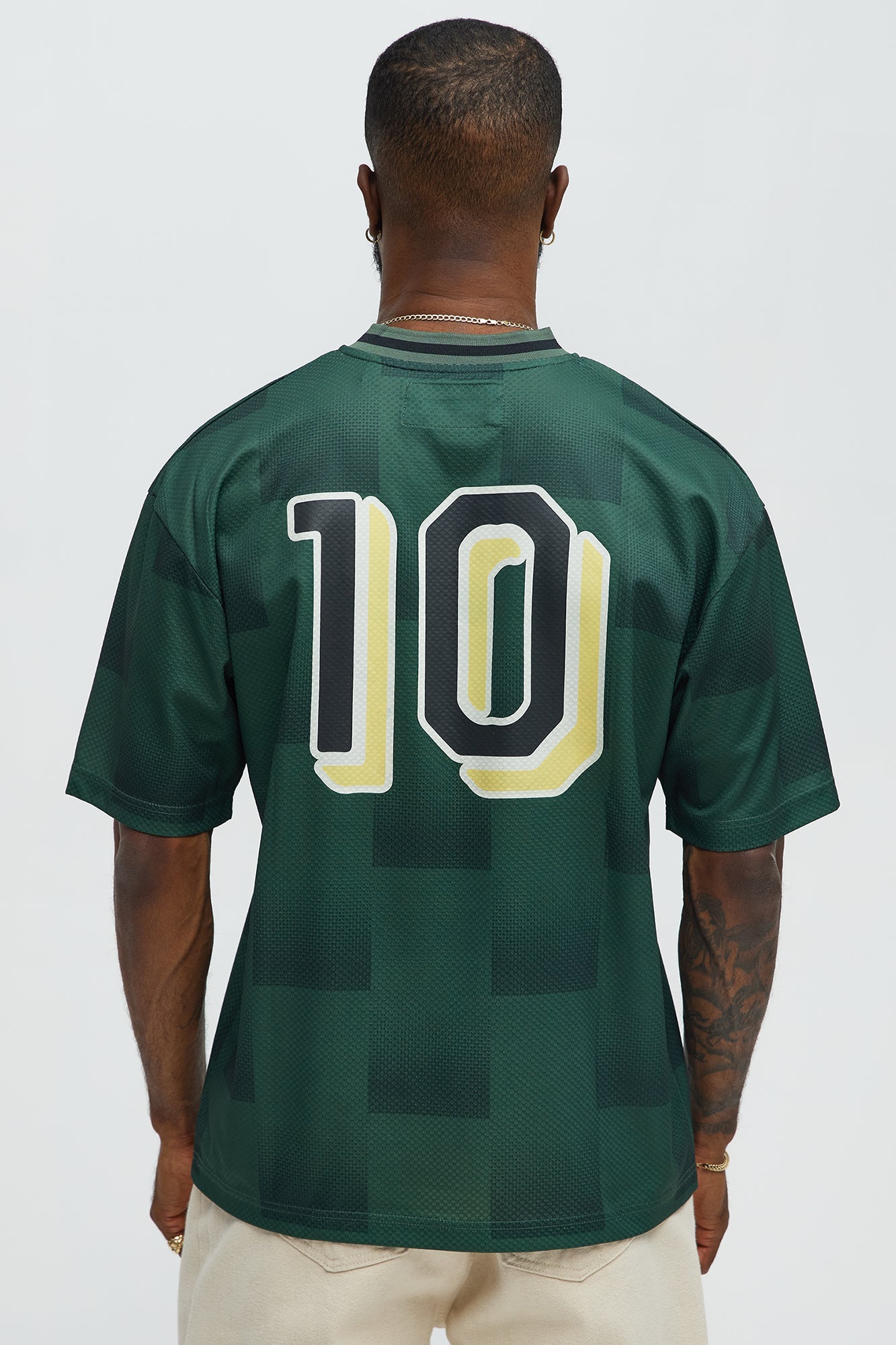 Checkered Paris Short Sleeve Soccer Jersey - Green/combo Fashion Nova