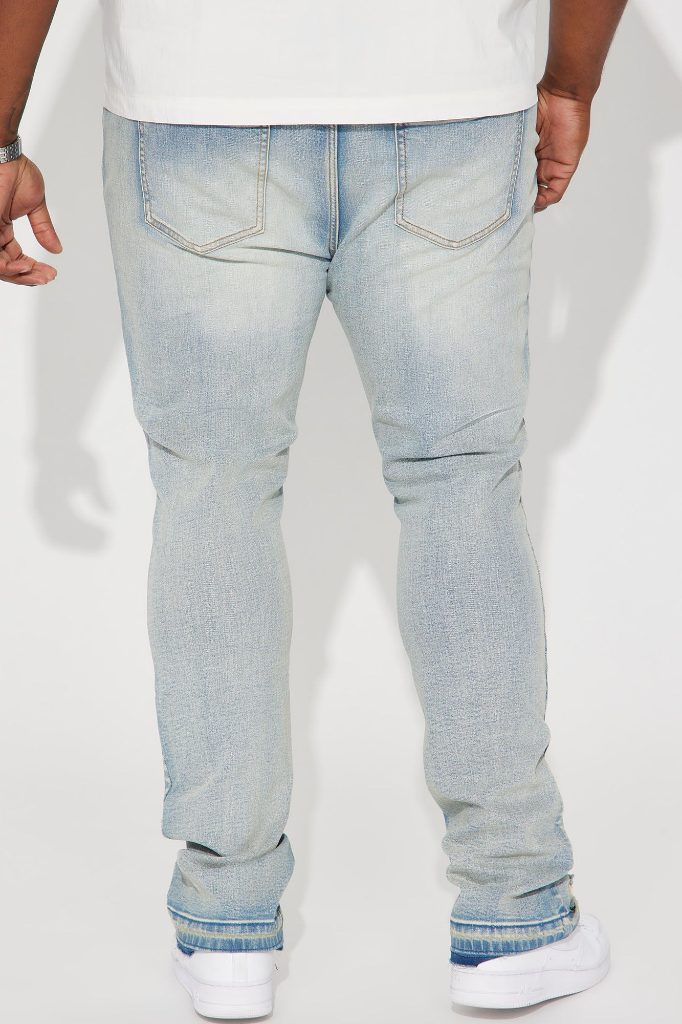 Torn Apart Stacked Skinny Flare Jeans - Light Blue Wash Fashion Nova