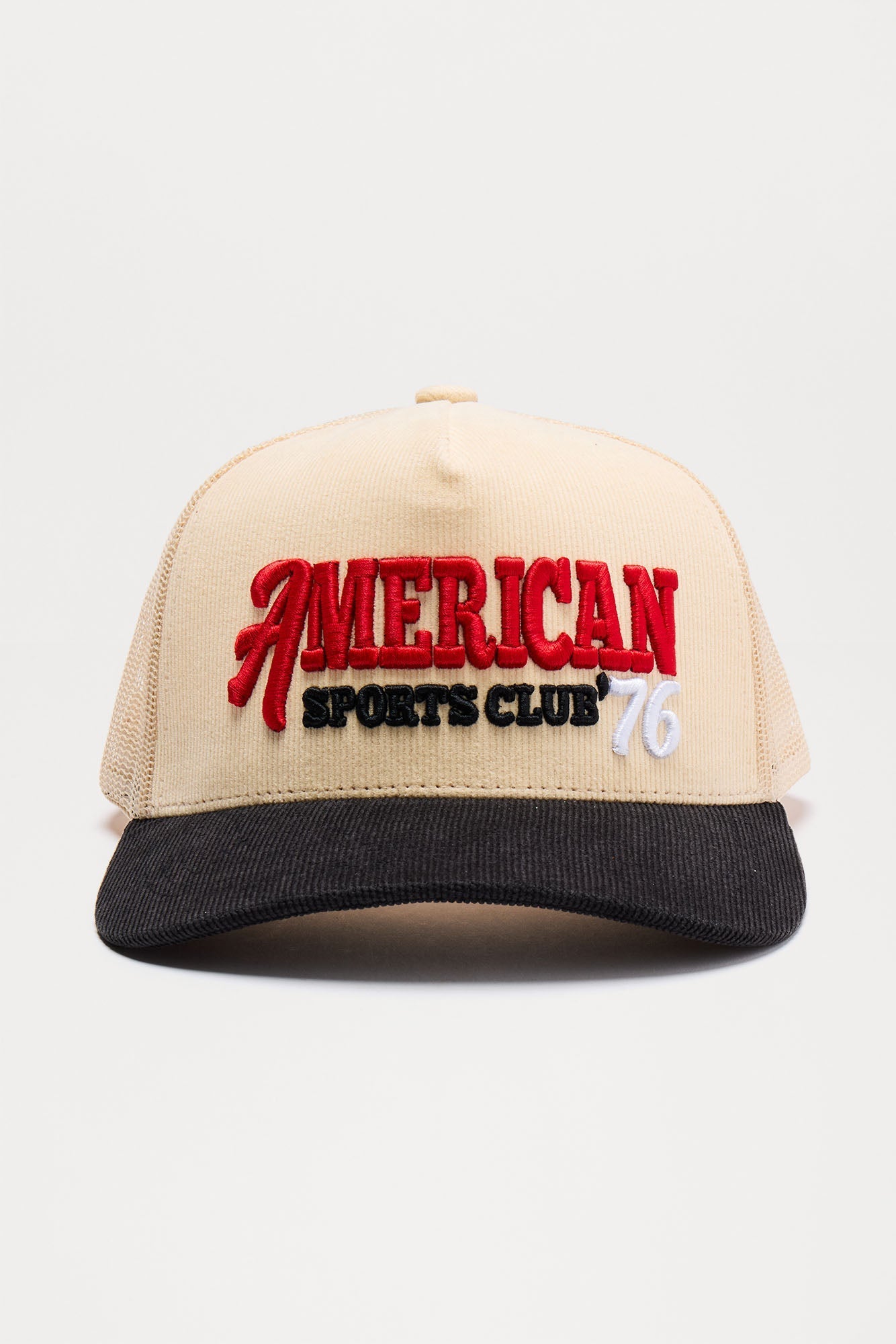 American Corduroy Snapback Hat - Cream/combo Fashion Nova