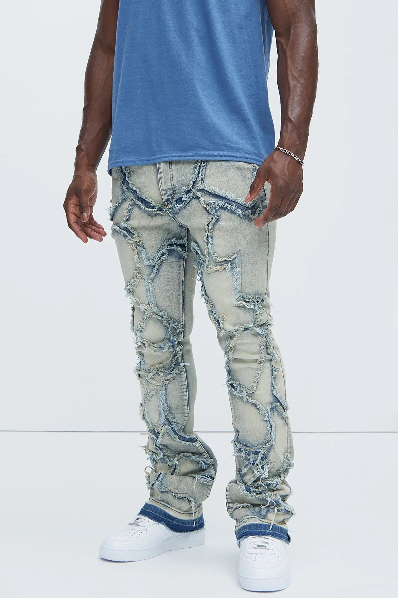 Fray All Ways Stacked Skinny Flare Jeans - Light Blue Fashion Nova