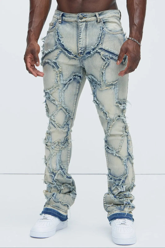 Fray All Ways Stacked Skinny Flare Jeans - Light Blue Fashion Nova