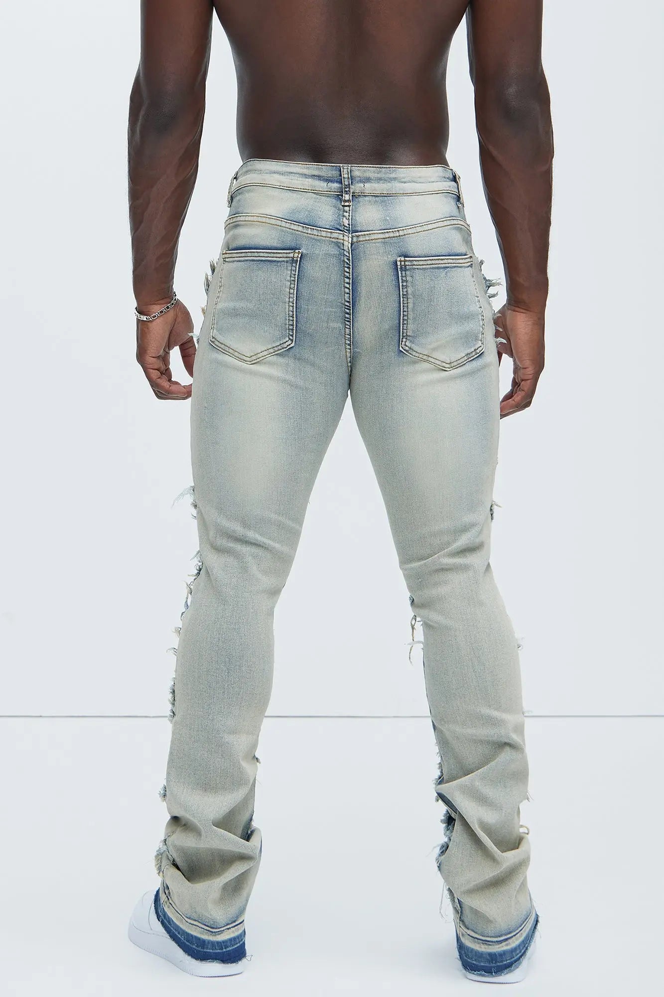 Fray All Ways Stacked Skinny Flare Jeans - Light Blue Fashion Nova