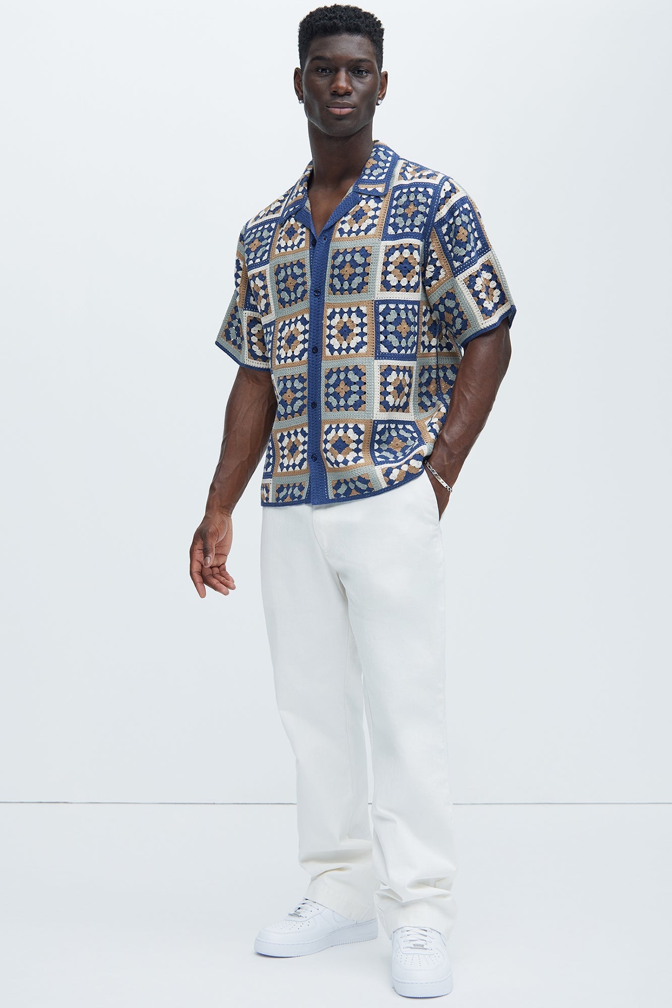 Nolan Textured Shirt - Tan/Multi Fashion Nova