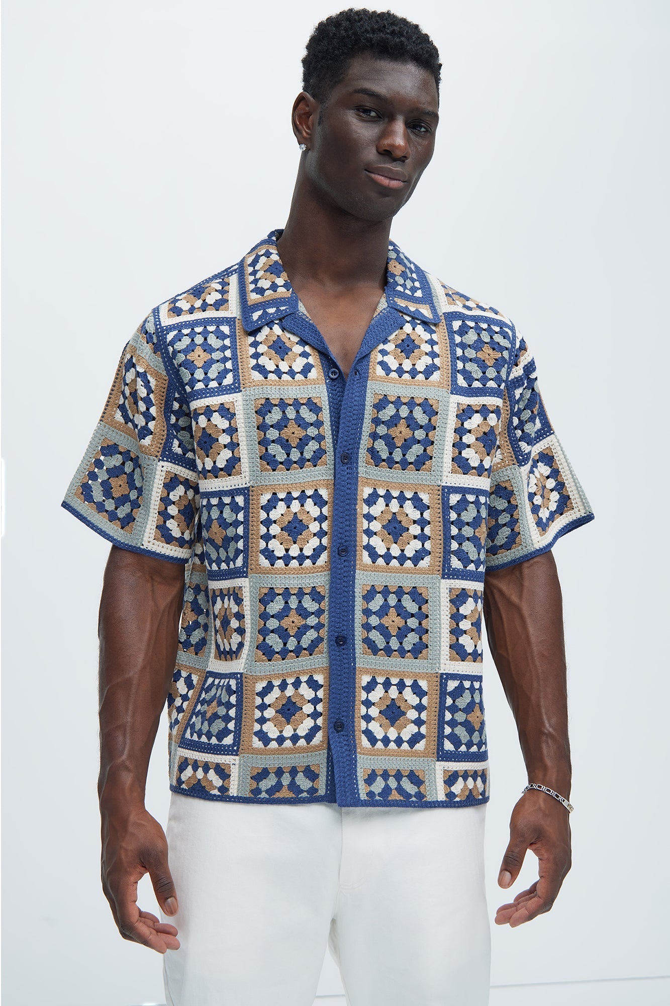 Nolan Textured Shirt - Tan/Multi Fashion Nova