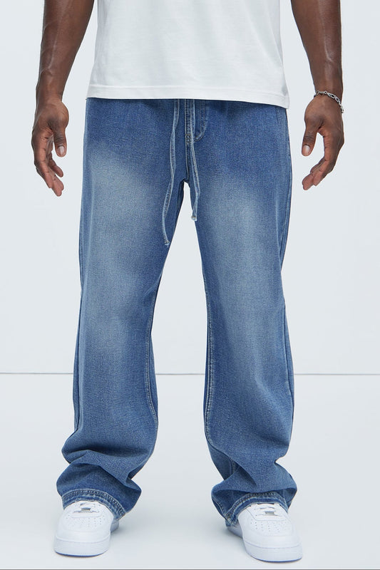 The All Day Flex Waist Baggy Jean - Indigo Fashion Nova