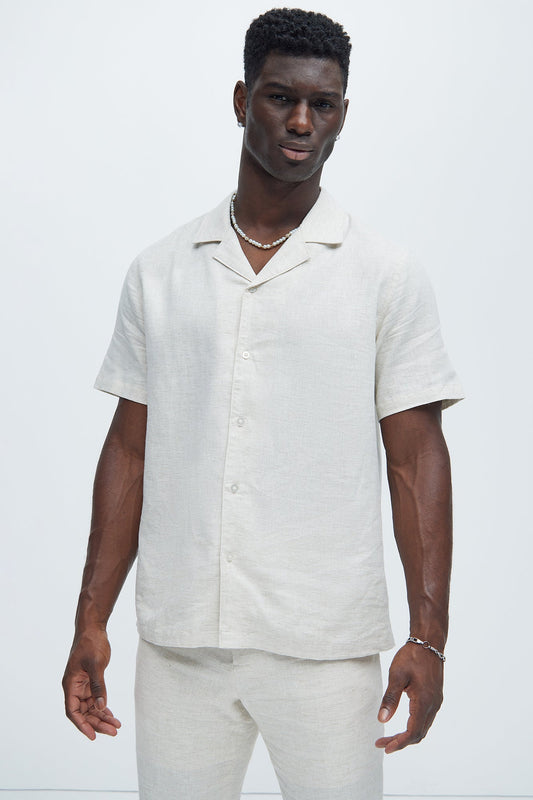 Bahamas Linen Shirt - Oatmeal Fashion Nova