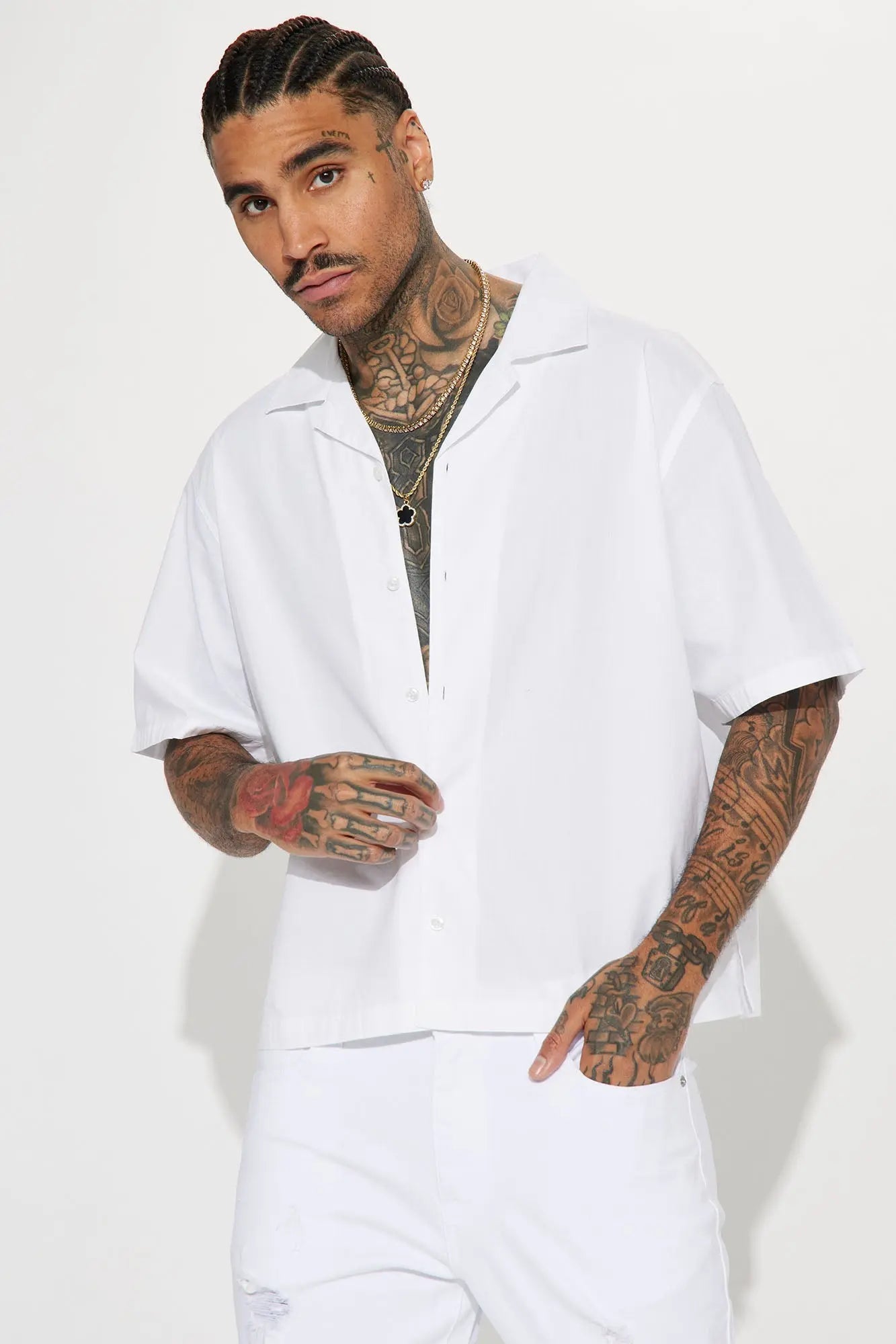 Ryland Relaxed Cotton Short Sleeve Cuban Shirt - White Fashion Nova
