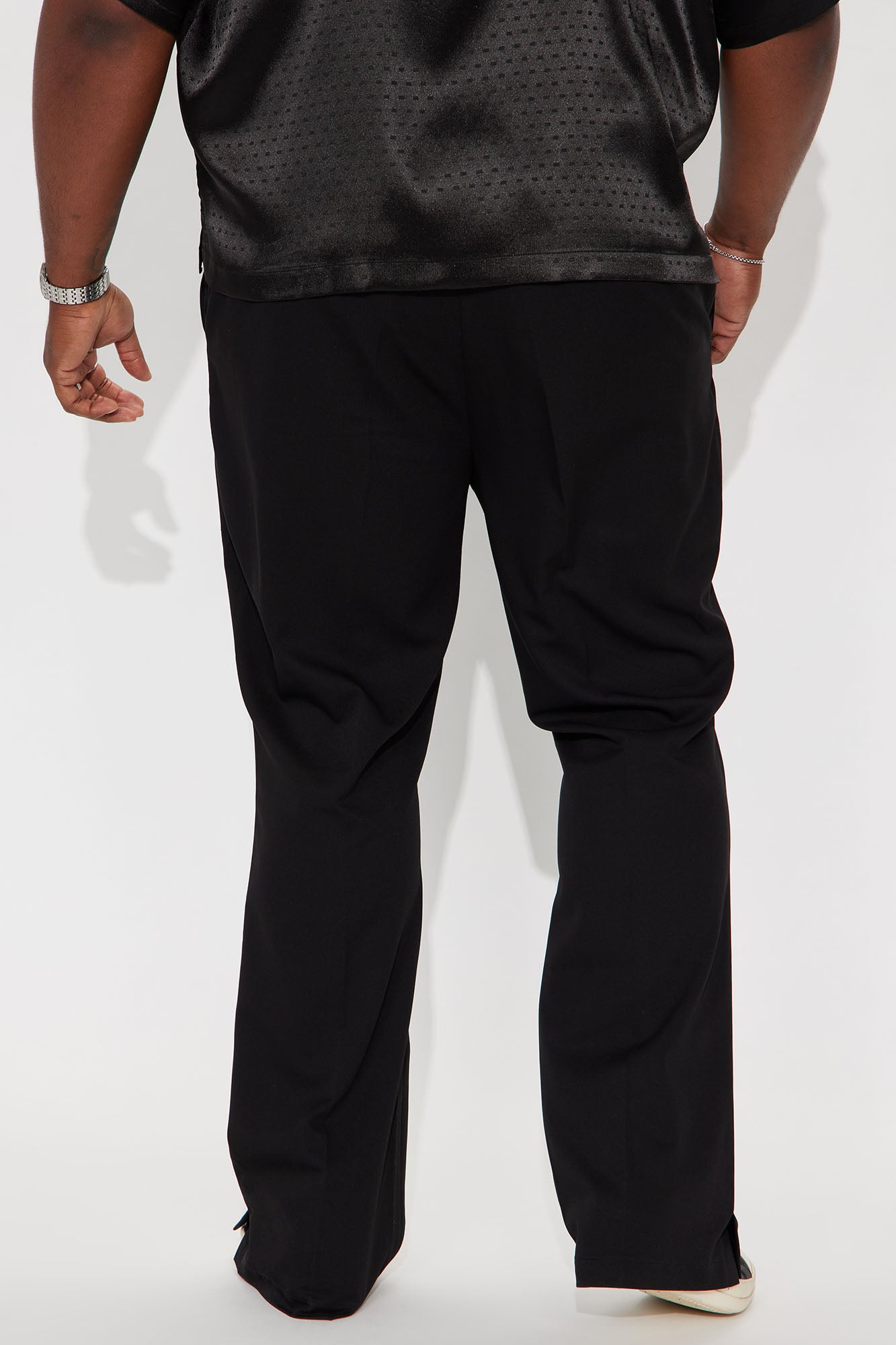 Don't Believe You Gabardine Slim Flare Slit Trouser - Black Fashion Nova