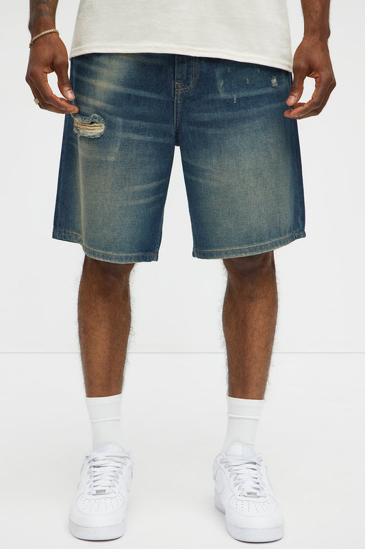 Don't Hate Relaxed Denim Shorts - Dark Wash Fashion Nova