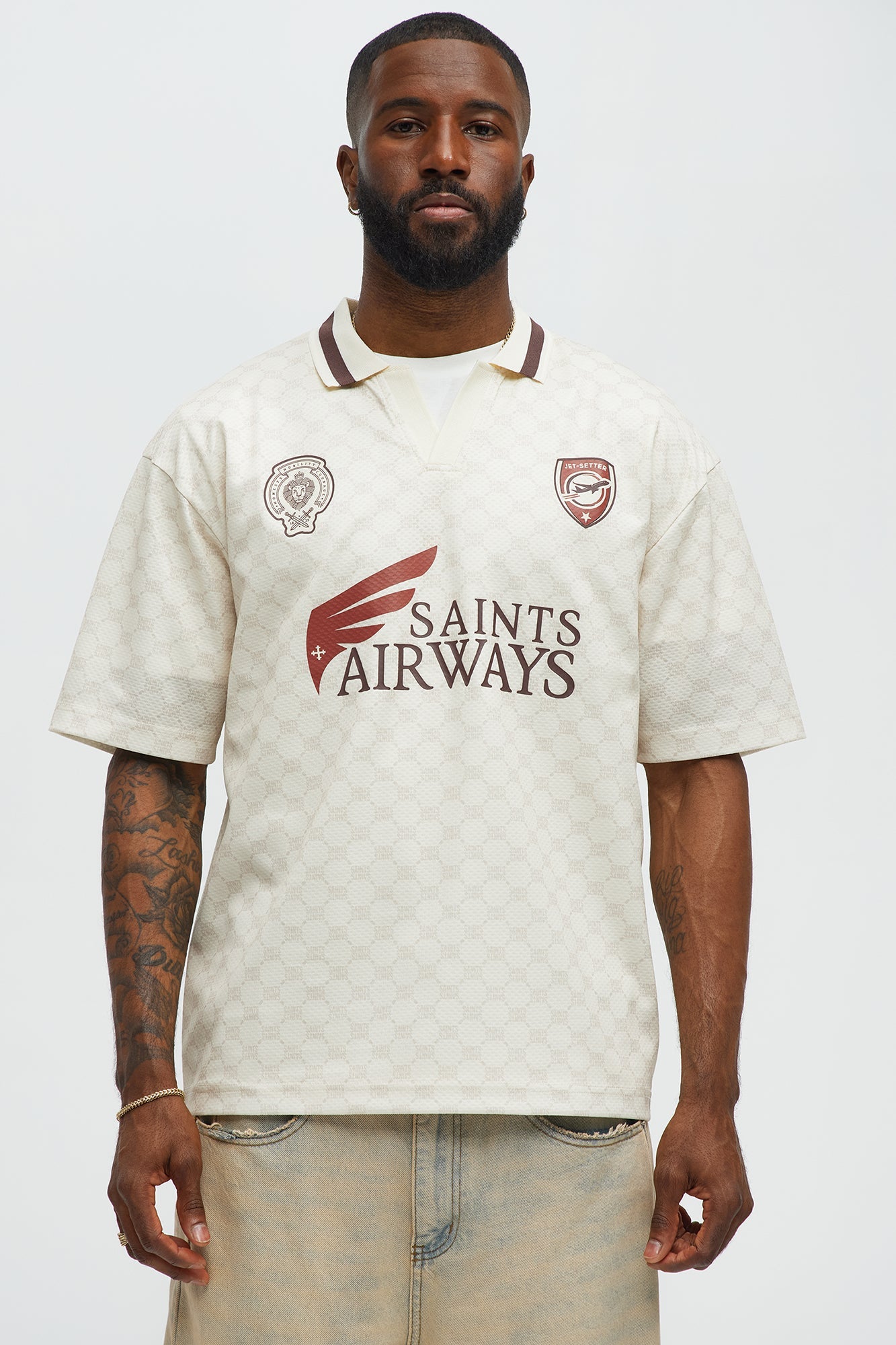 Saints Johnny Collar Soccer Jersey - Ivory Fashion Nova