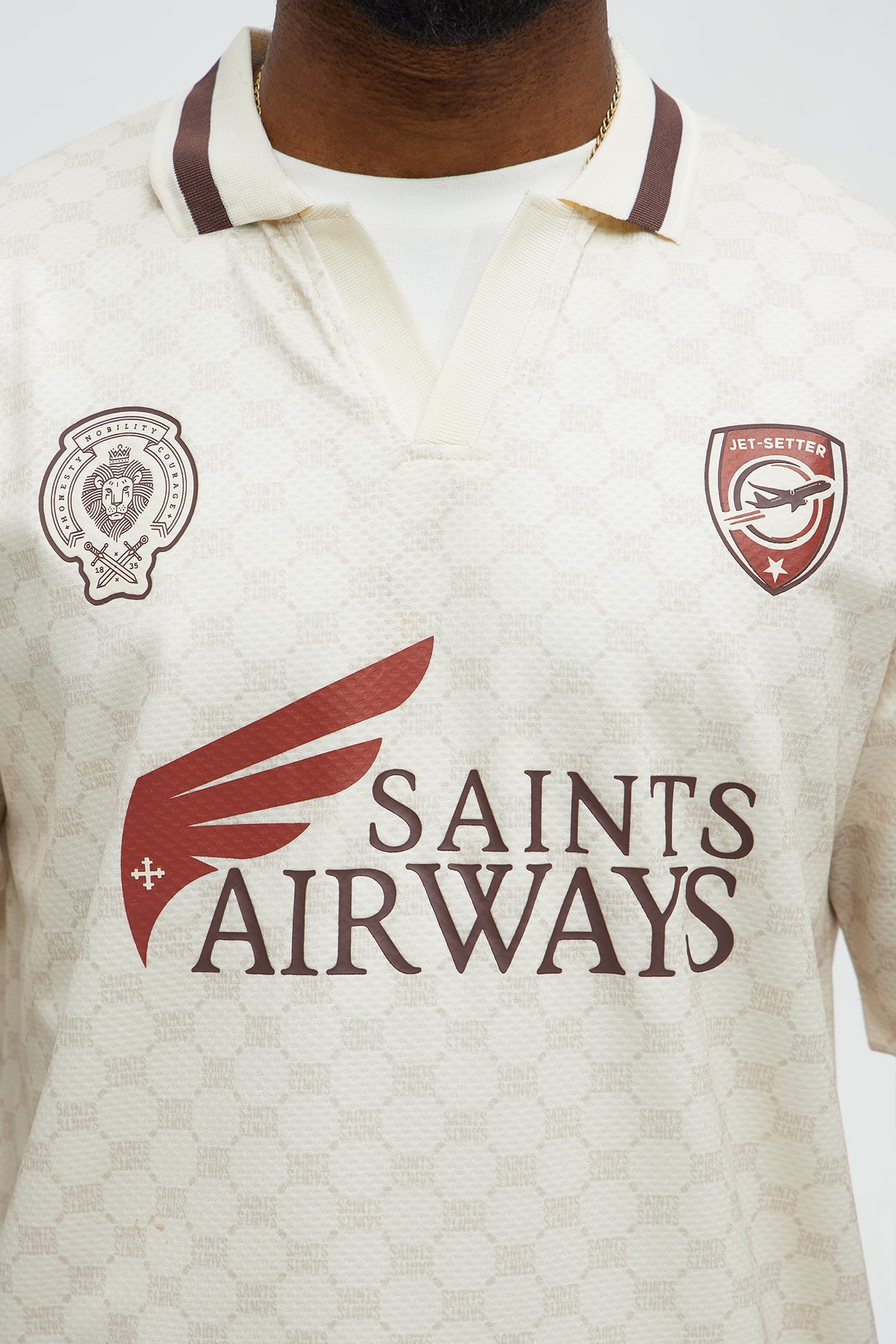 Saints Johnny Collar Soccer Jersey - Ivory Fashion Nova