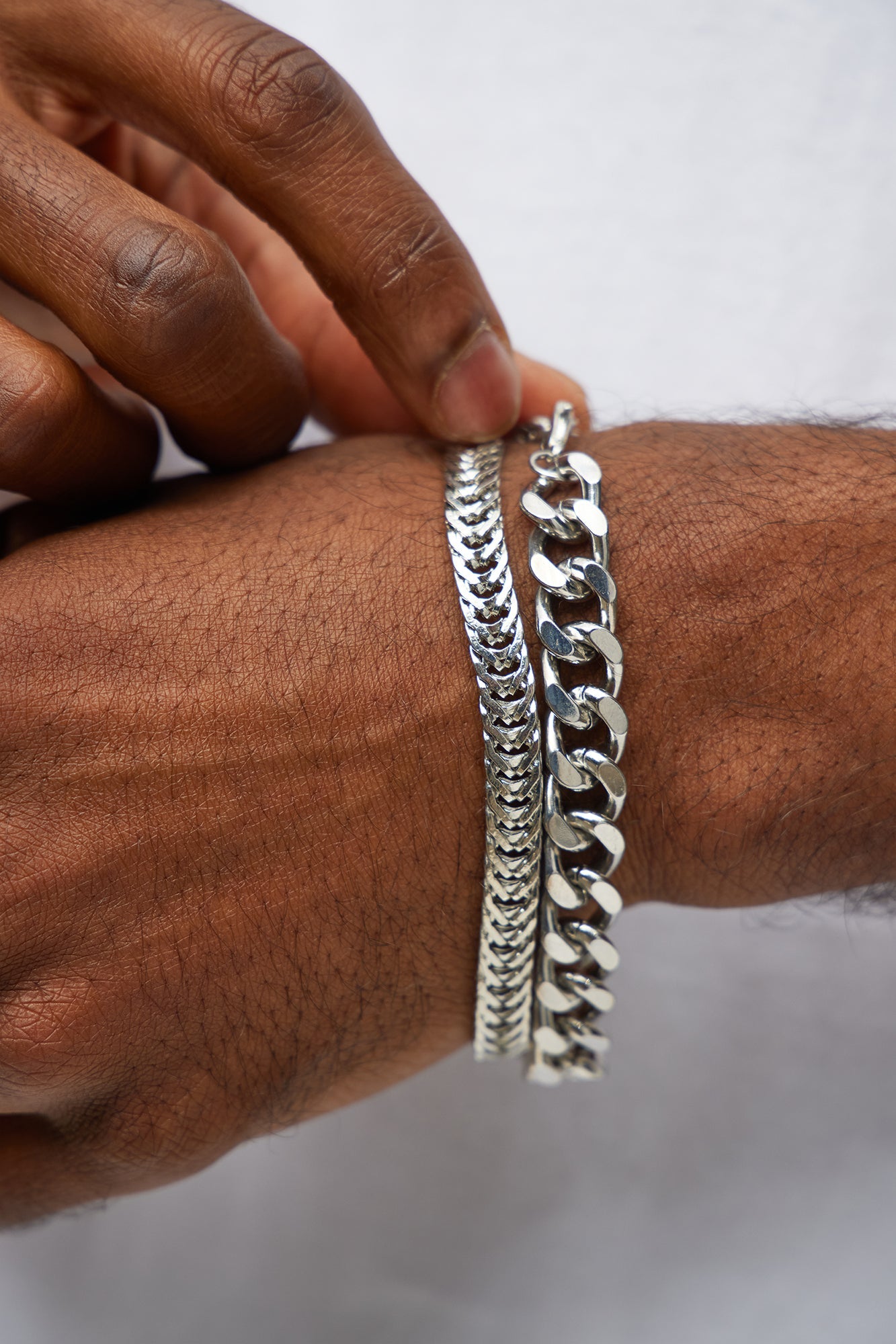 Penne Chain Bracelet Set - Silver Fashion Nova