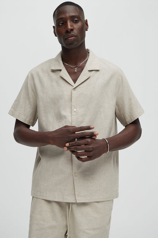 Bahamas Linen Shirt - Stone Fashion Nova