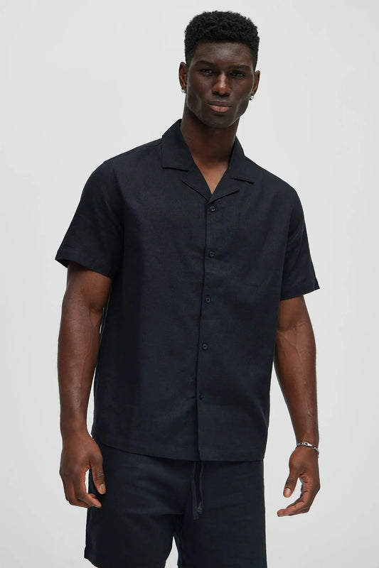 Bahamas Linen Shirt - Black Fashion Nova