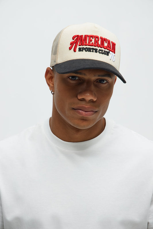 American Corduroy Snapback Hat - Cream/combo Fashion Nova