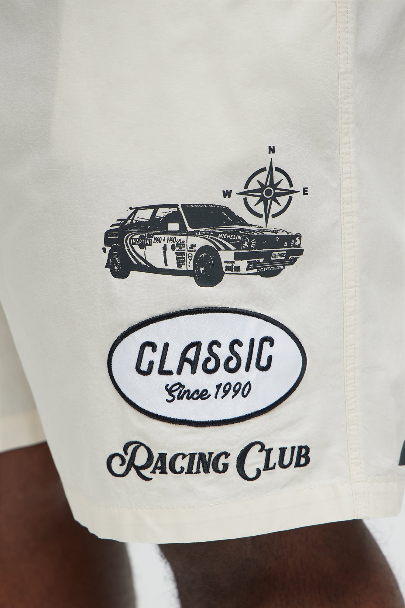 Racing Club Relaxed Drawstring Shorts - Cream Fashion Nova