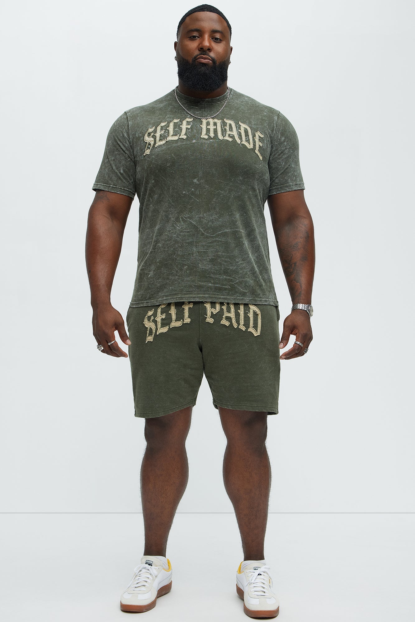Self Made Short Sleeve Tee - Olive Fashion Nova