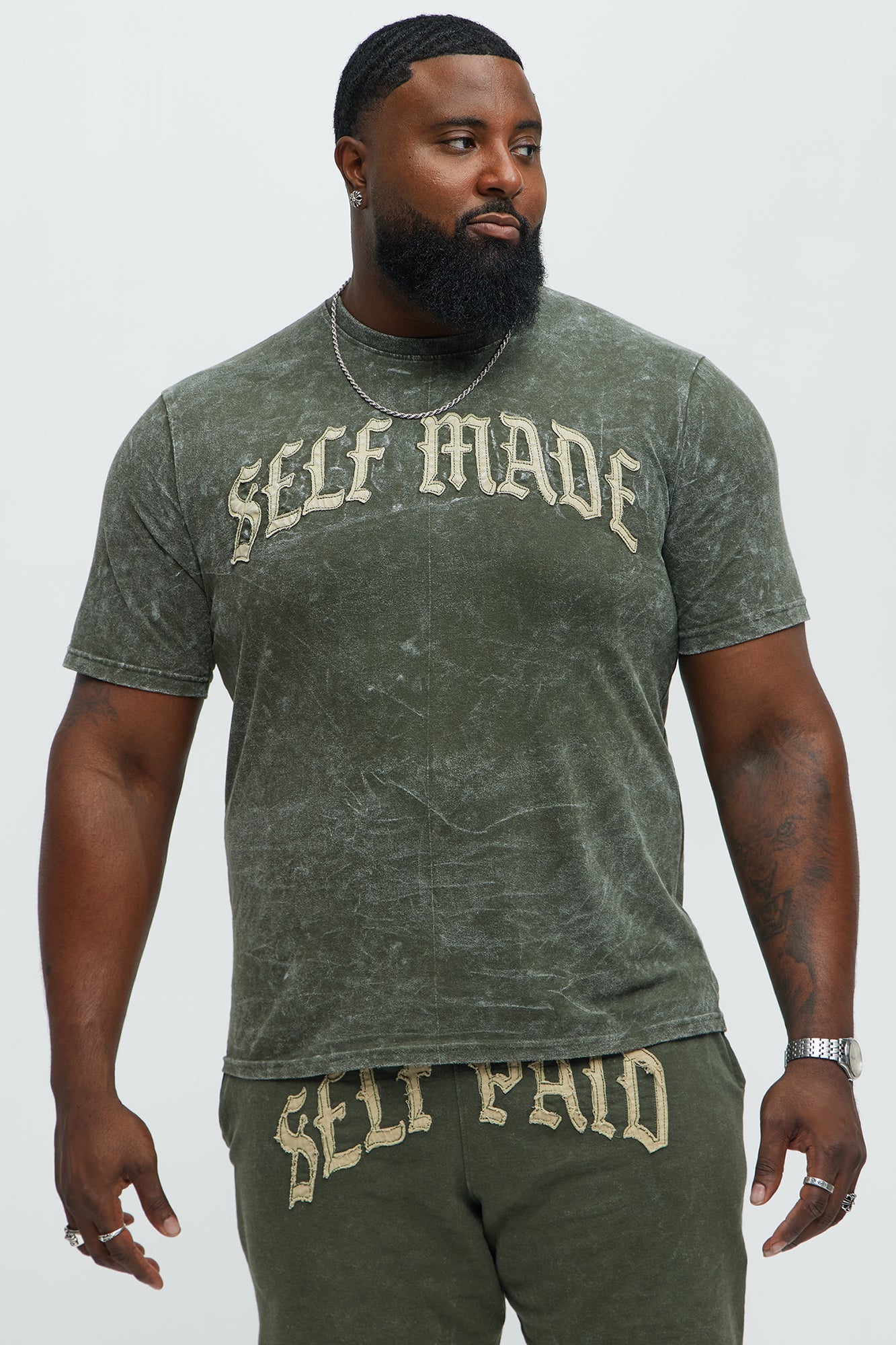 Self Made Short Sleeve Tee - Olive Fashion Nova
