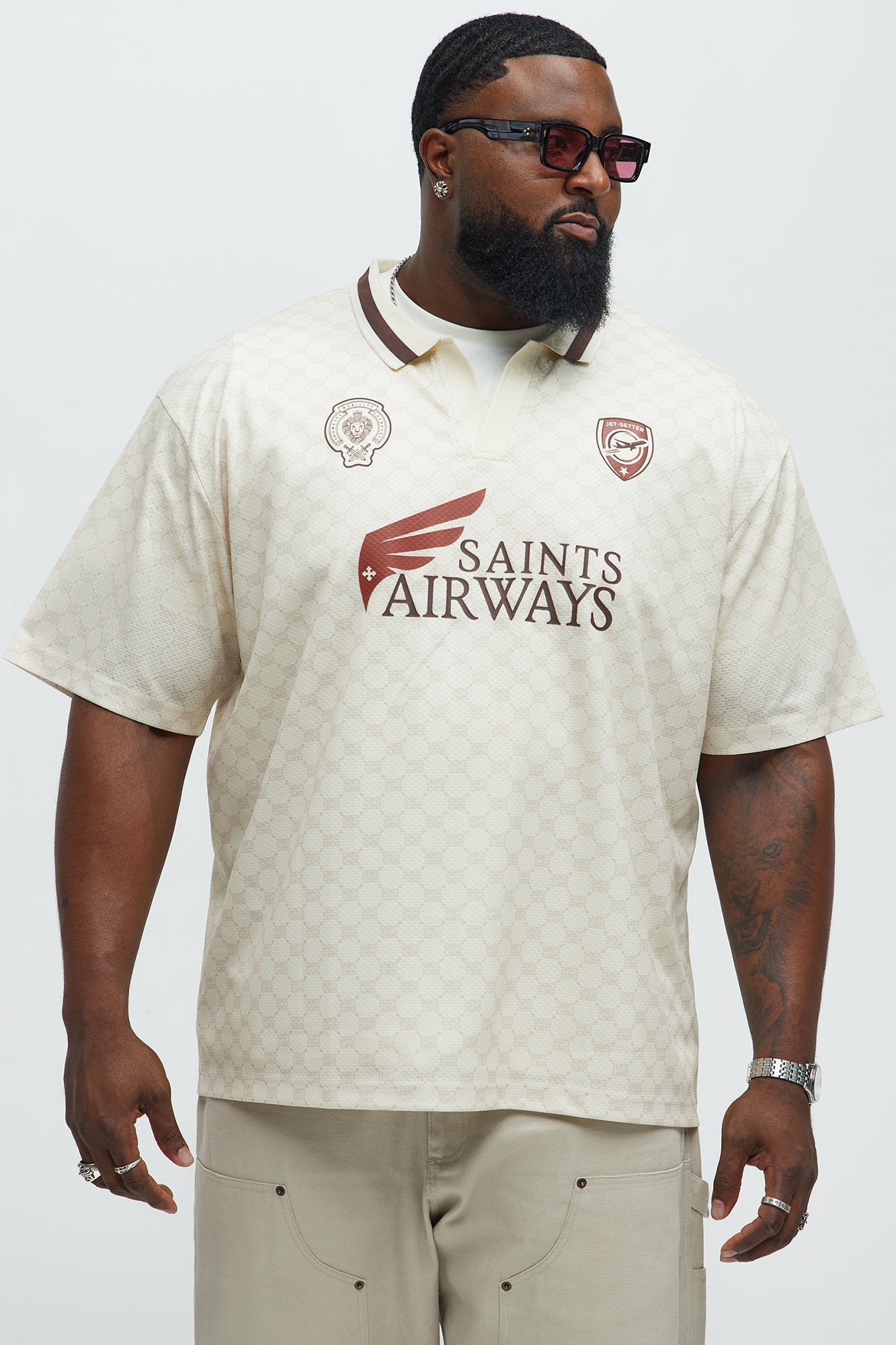 Saints Johnny Collar Soccer Jersey - Ivory Fashion Nova