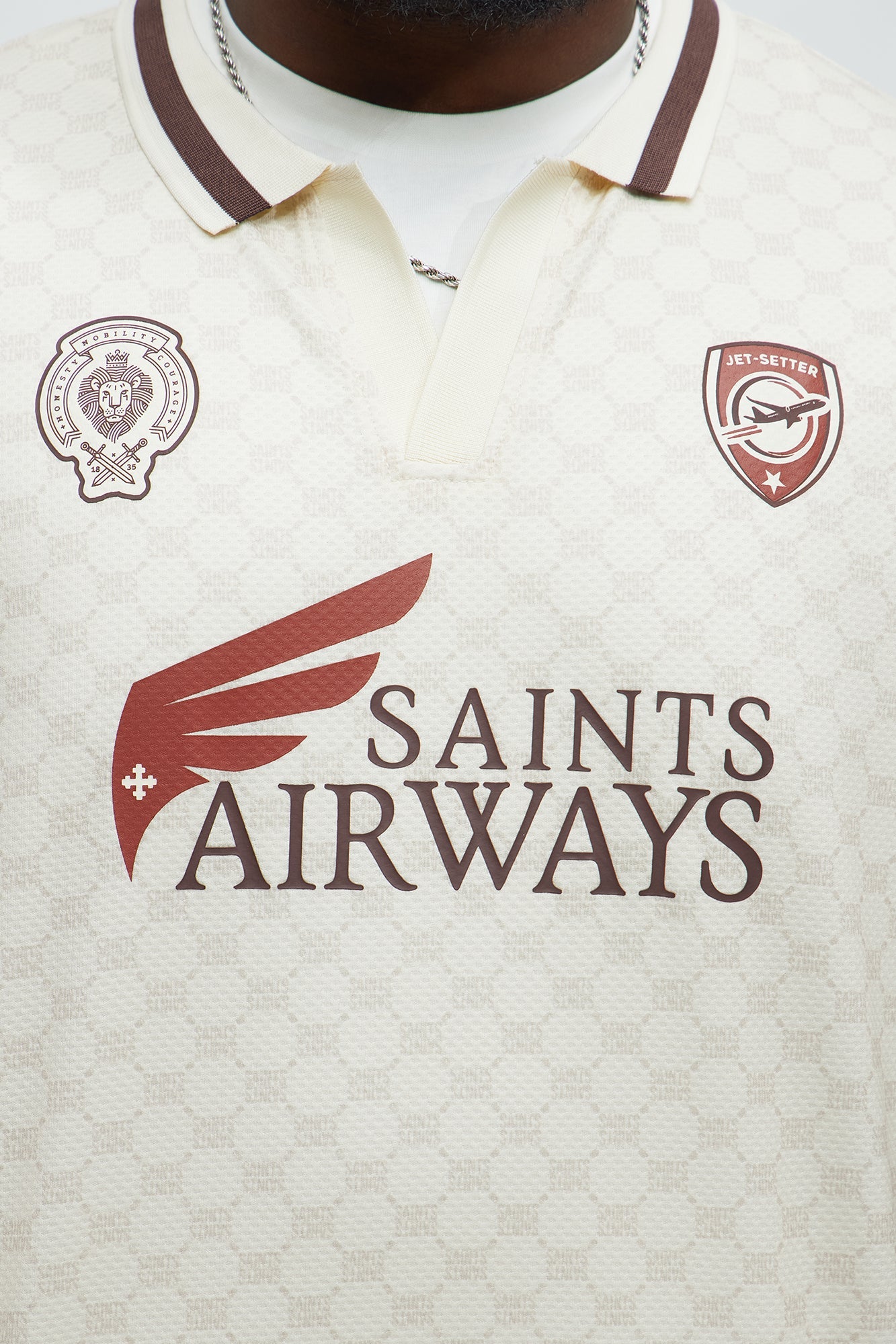 Saints Johnny Collar Soccer Jersey - Ivory Fashion Nova
