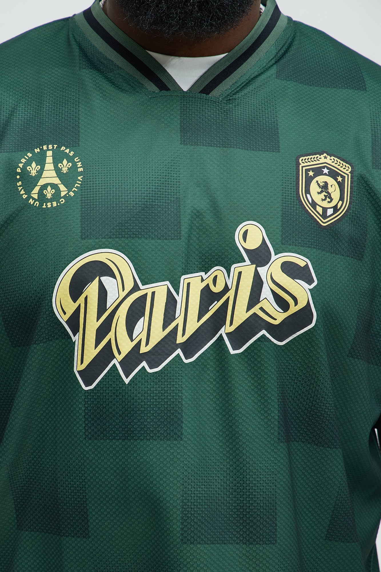 Checkered Paris Short Sleeve Soccer Jersey - Green/combo Fashion Nova